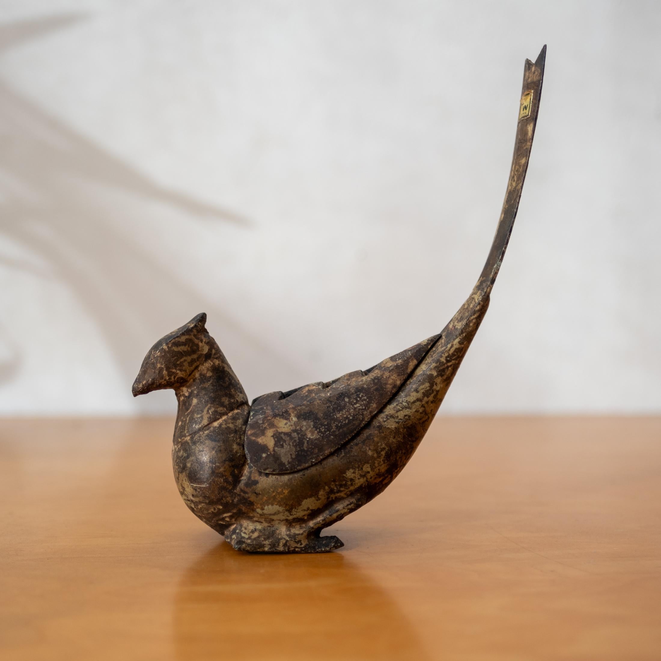 Japanese Iron Bird Incense Burner In Good Condition For Sale In San Diego, CA