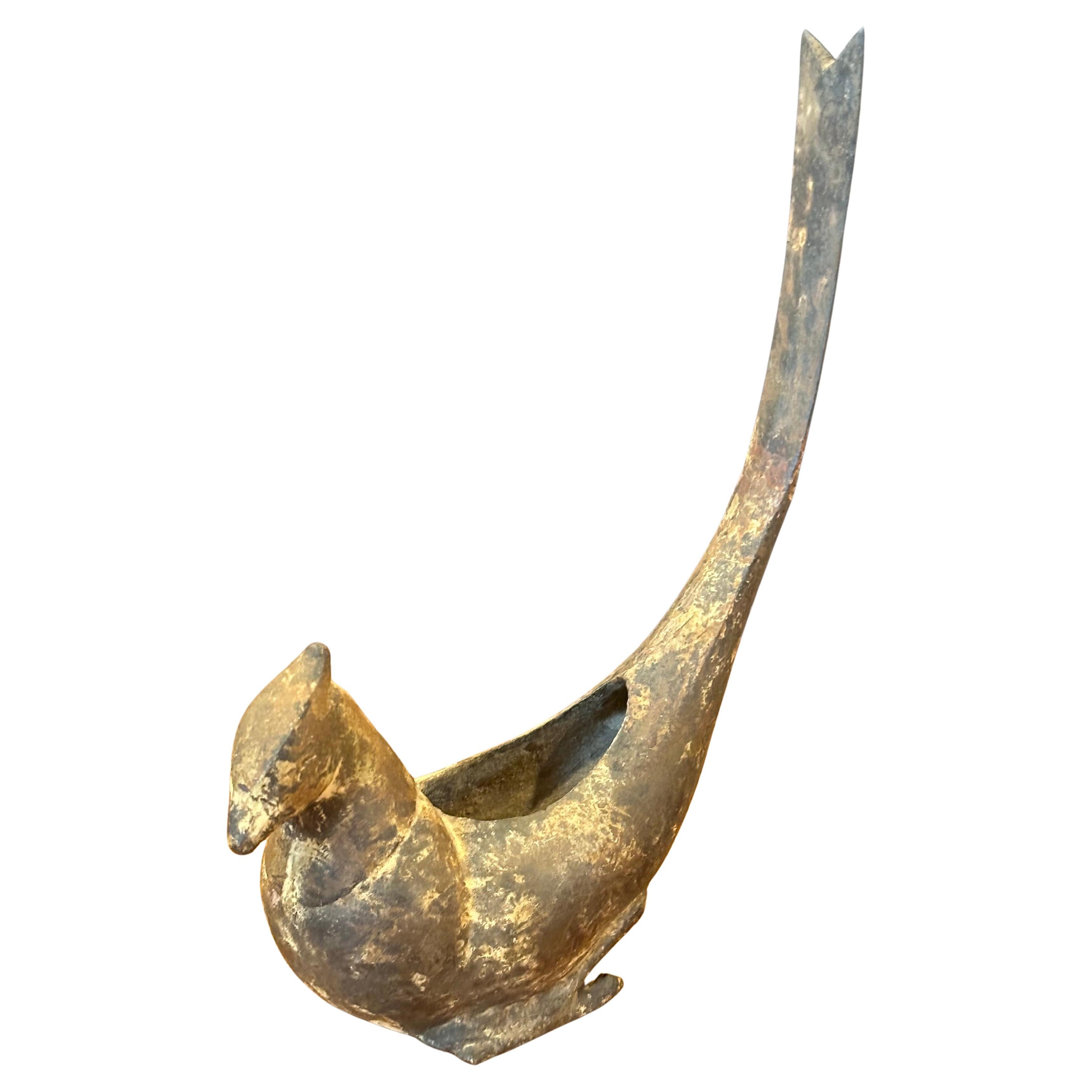 Japanese Iron Bird Incense Burner In Good Condition For Sale In San Diego, CA