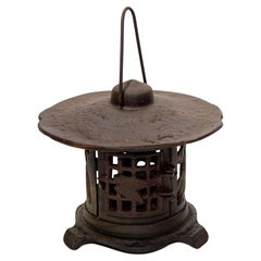 Japanese Iron Garden Lantern Old Gold Finch and Bamboo