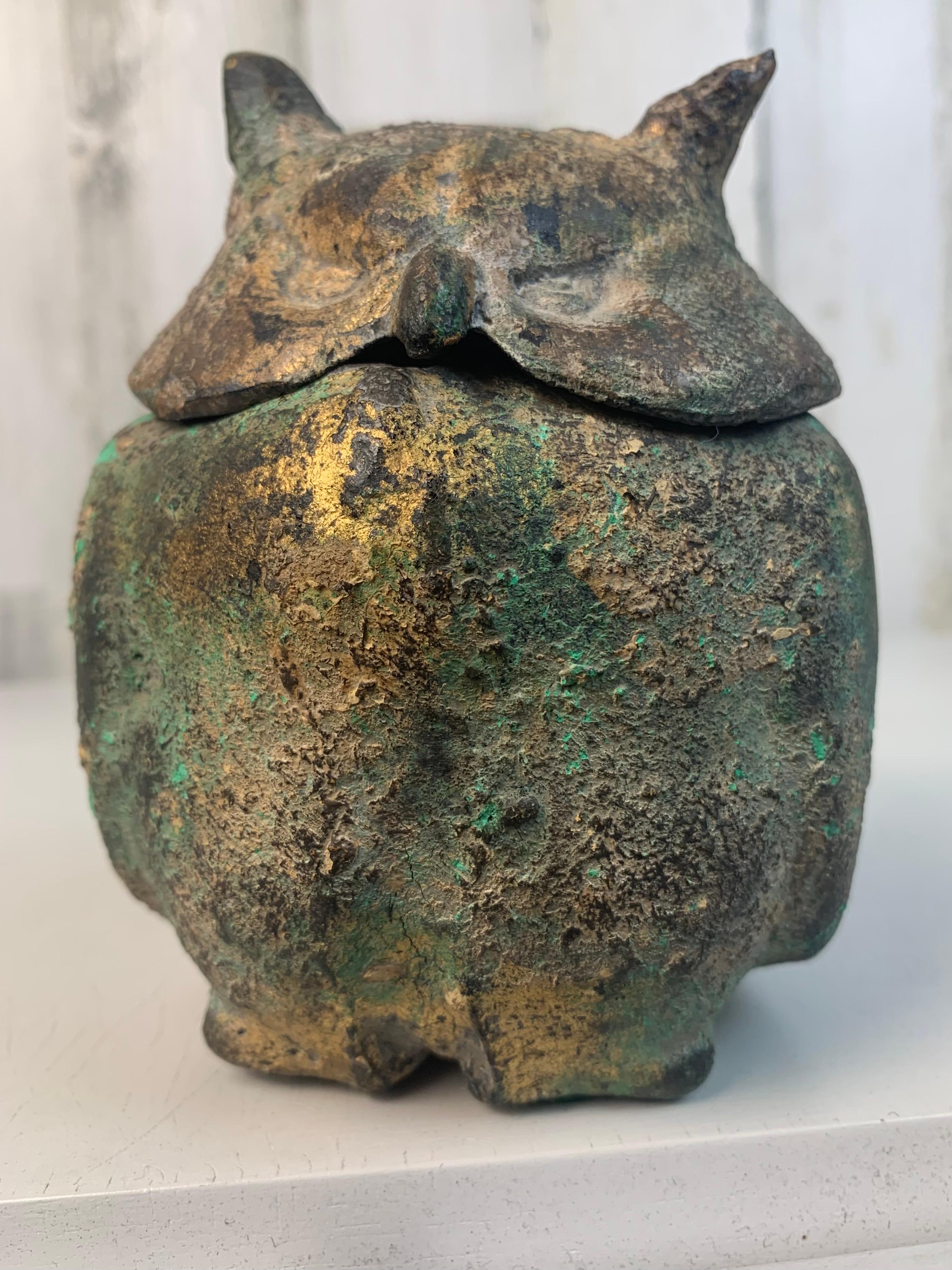 Mid-Century Modern Japanese Iron Owl Incense Burner