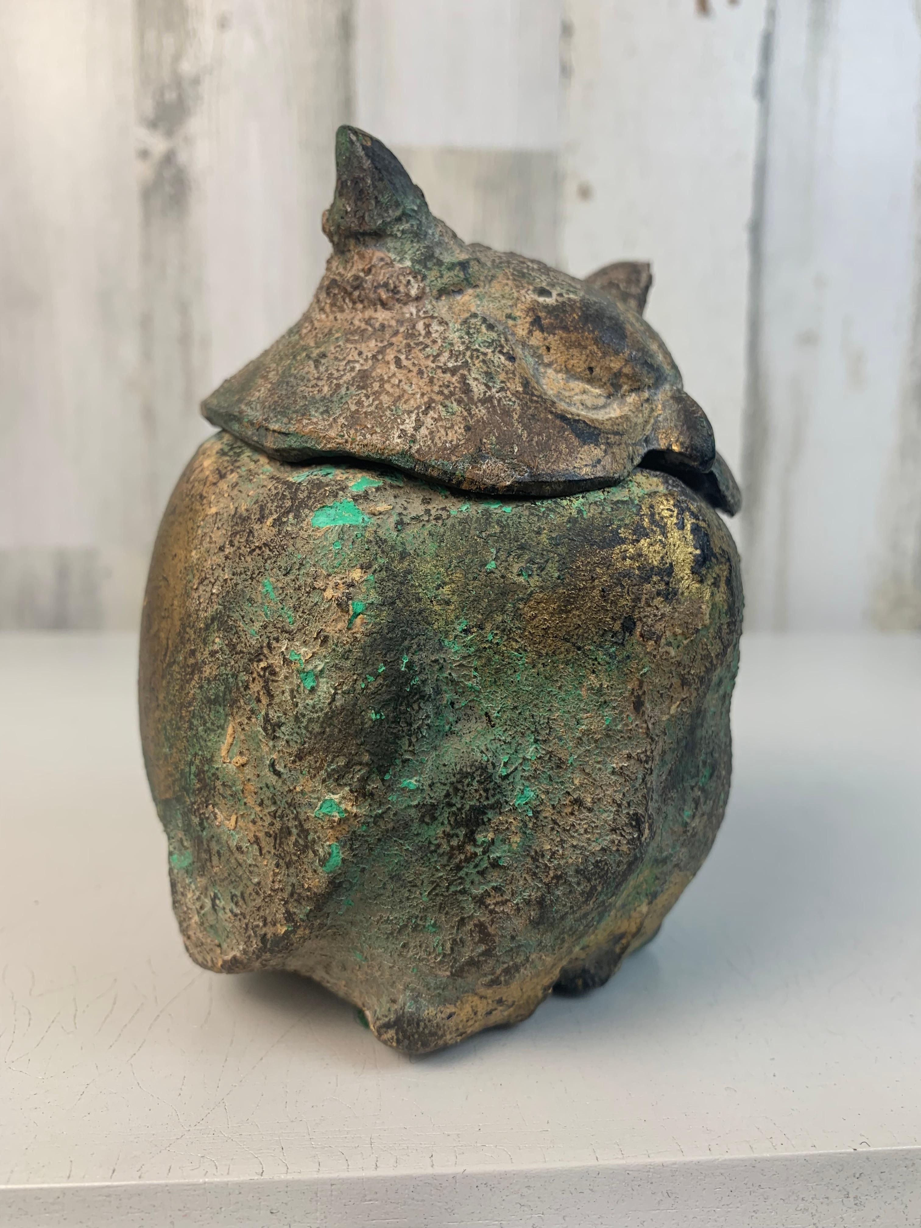Japanese Iron Owl Incense Burner 1