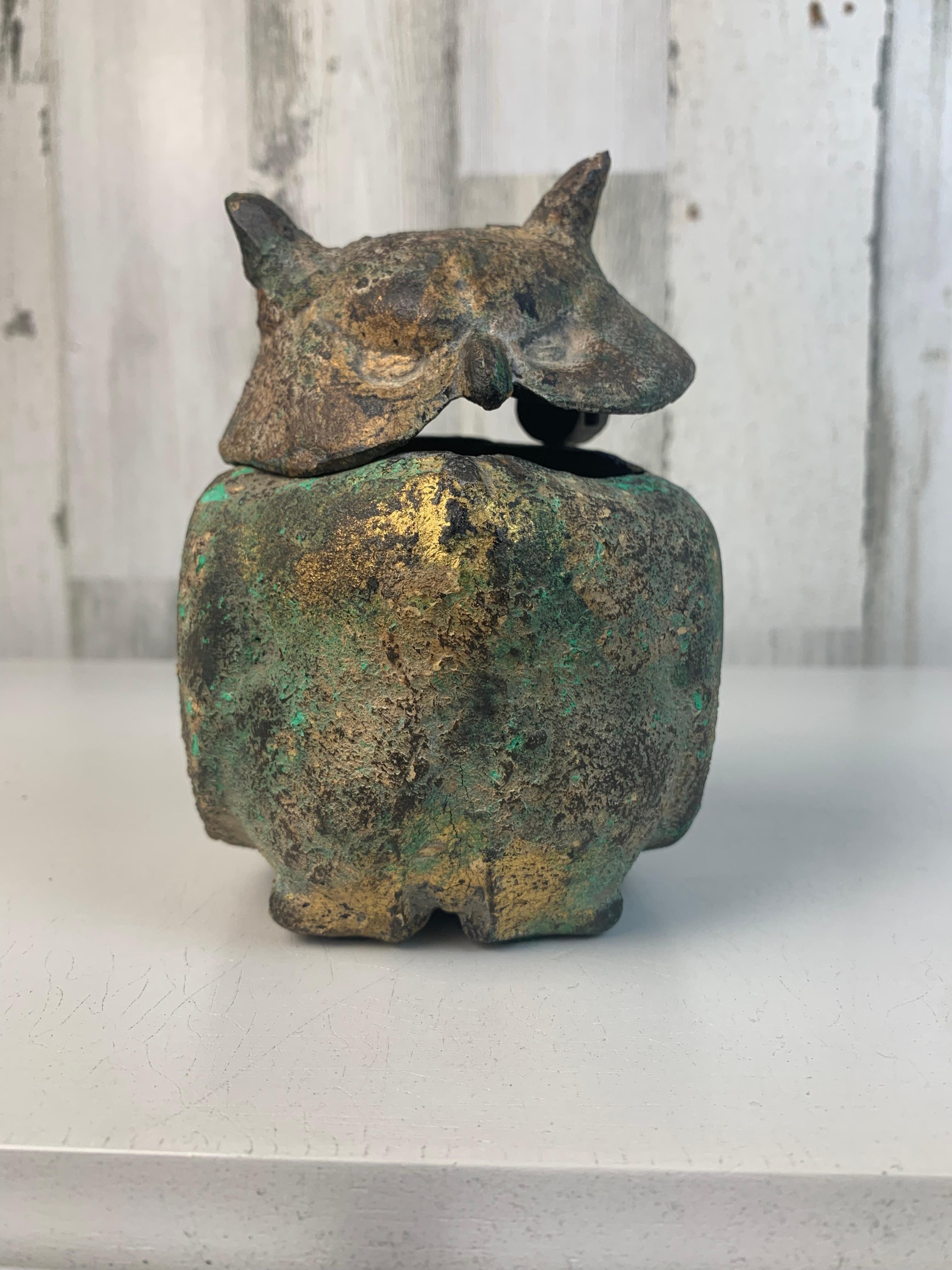 Japanese Iron Owl Incense Burner 3