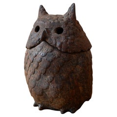 Japanese Iron Owl Incense Burner Lantern