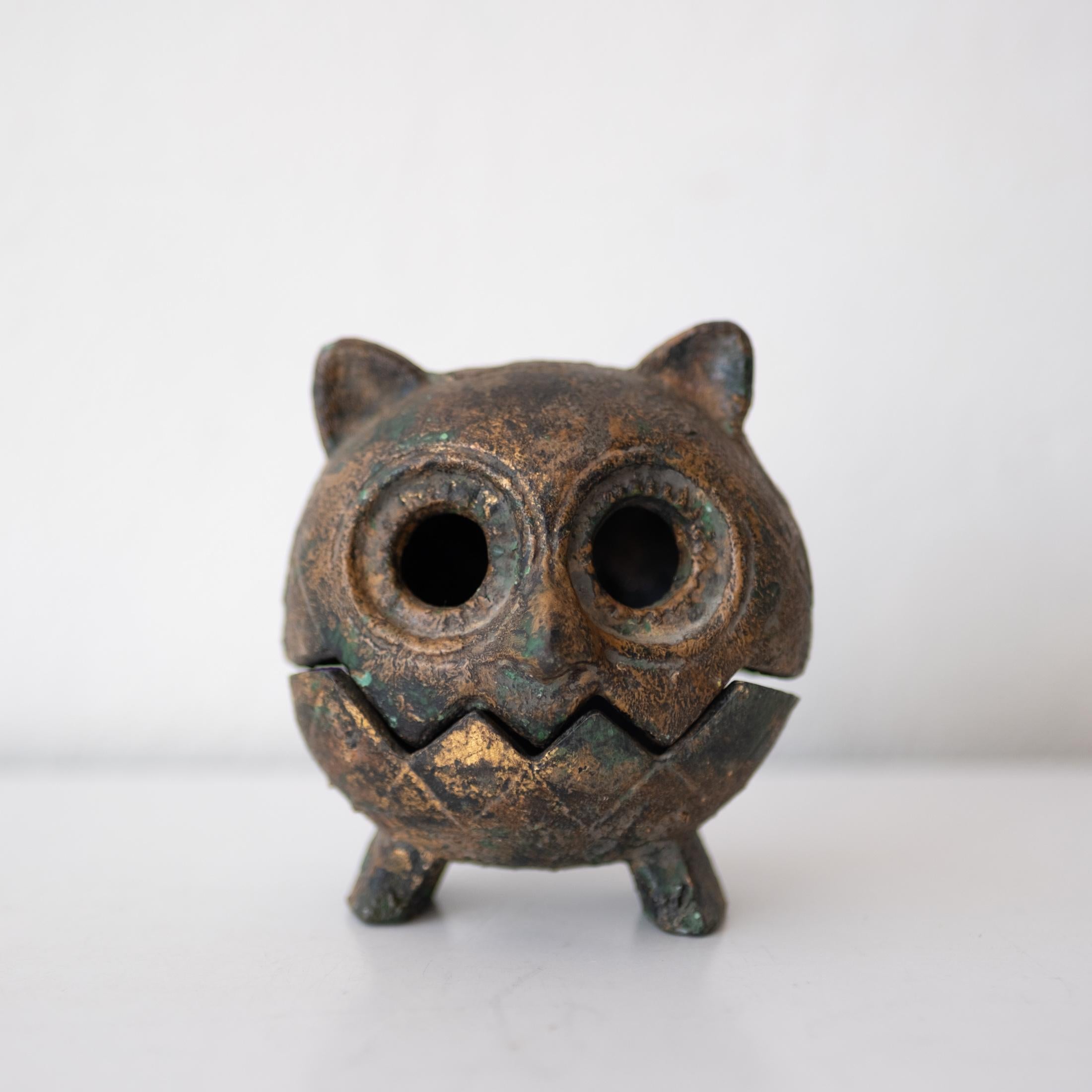 Japanese Iron Owl Lantern Incense Burner 7