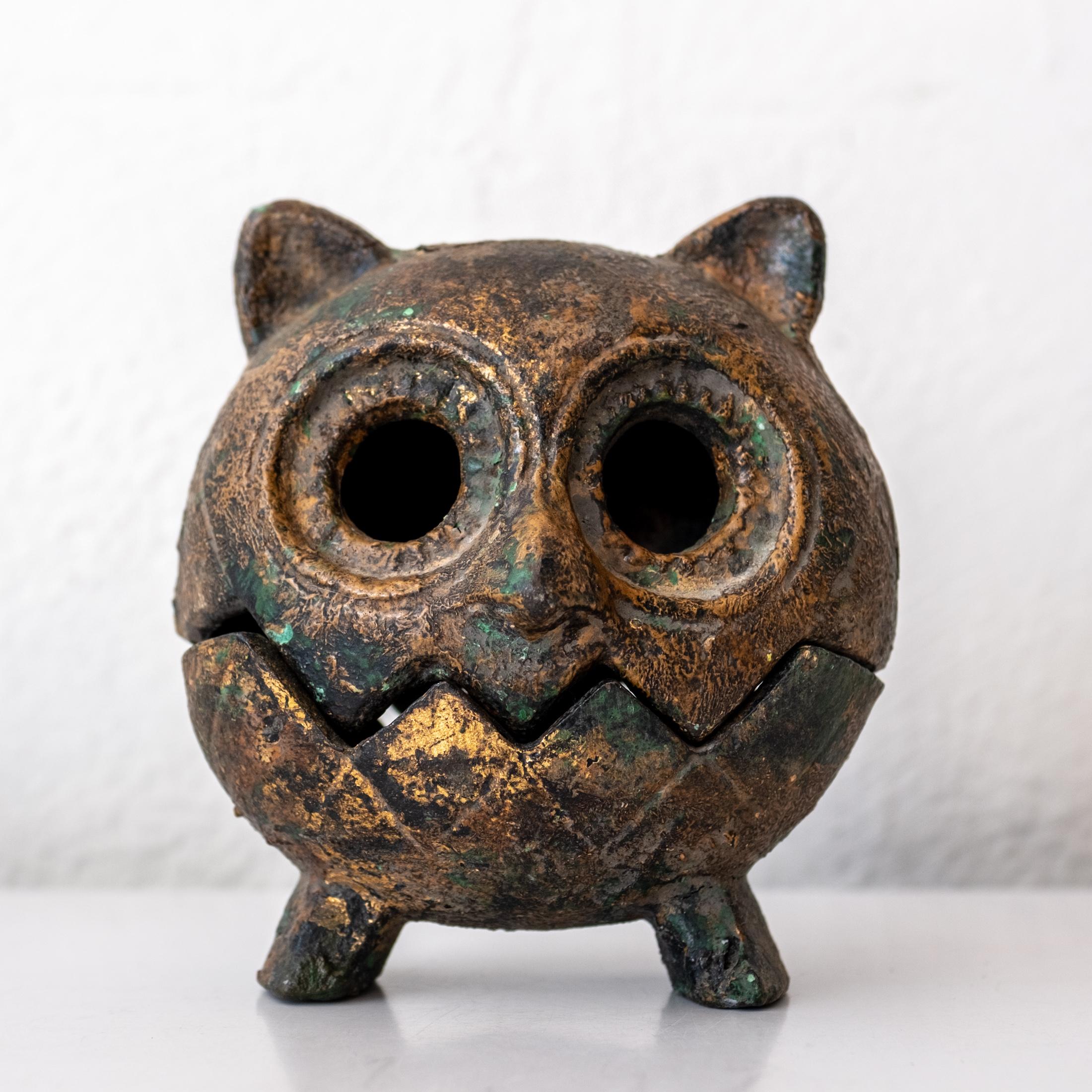 Japanese Iron Owl Lantern Incense Burner 1