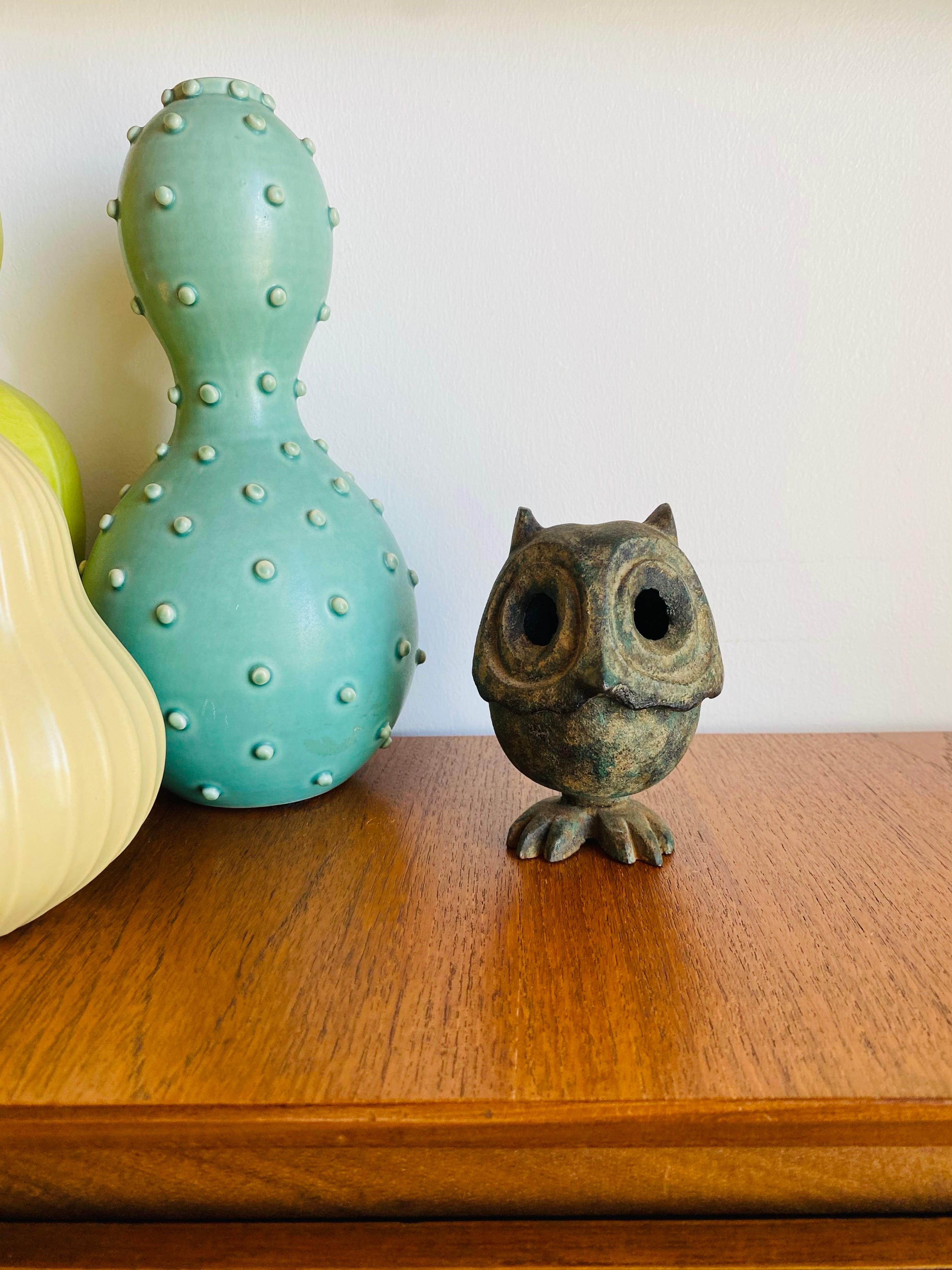 Japanese Iron Owl Lantern Incense Burner 2