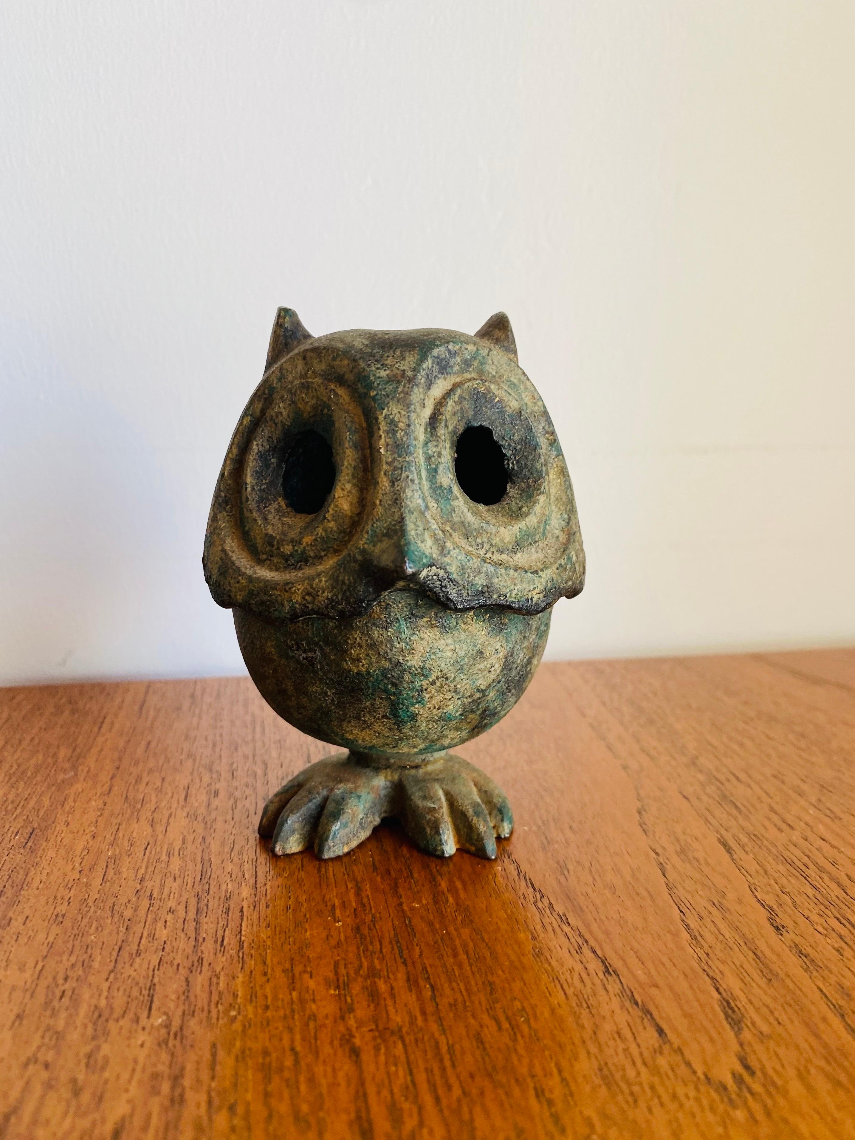 Japanese Iron Owl Lantern Incense Burner 3