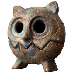 Vintage Japanese Iron Owl Lantern Incense Burner