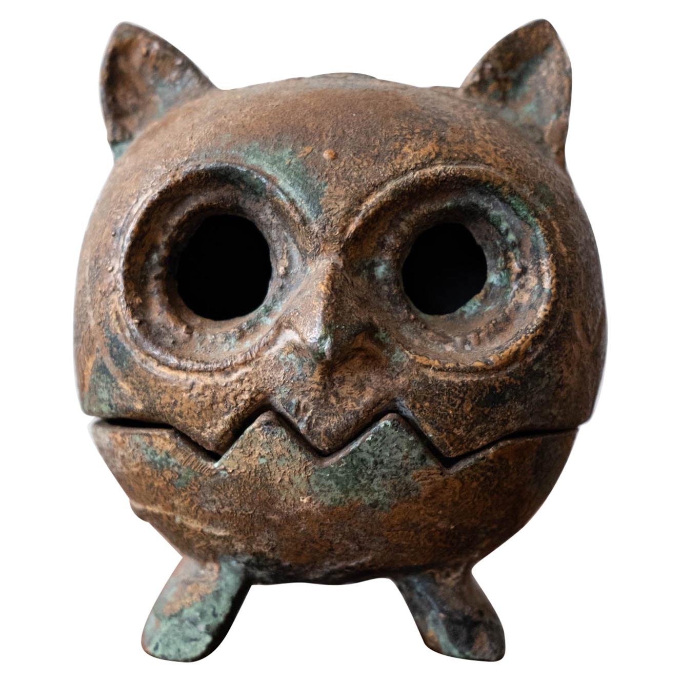 Japanese Iron Owl Lantern Incense Burner
