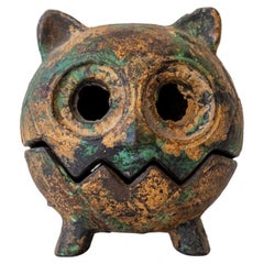 Japanese Iron Owl Lantern Incense Burner