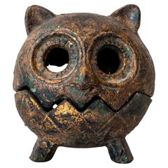Japanese Iron Owl Lantern Incense Burner