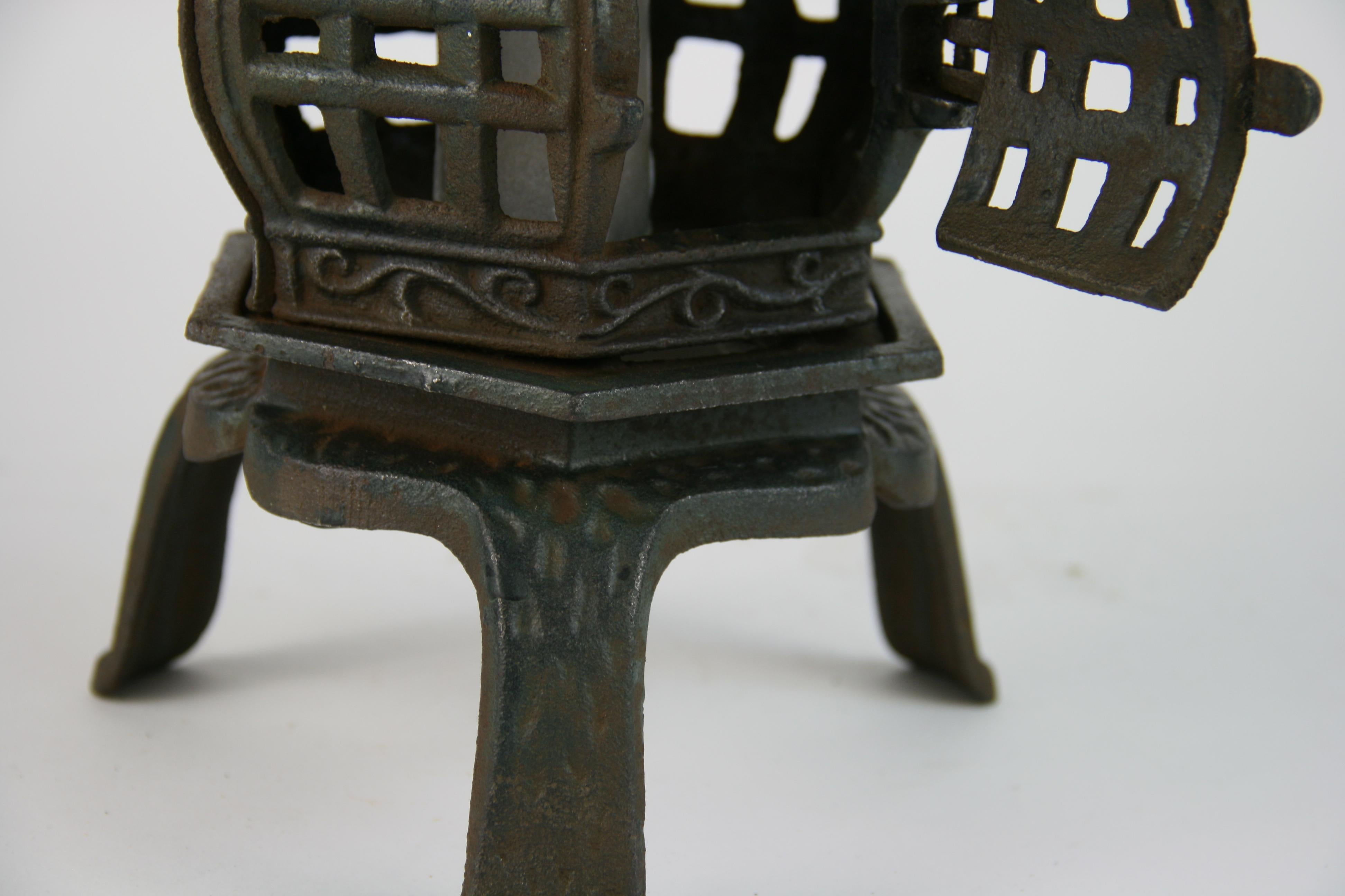 Mid-20th Century Japanese Iron Pagoda Garden Candle Lantern