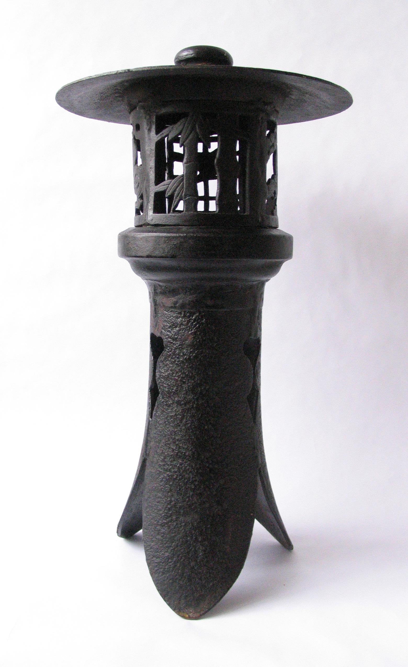 Japanese Iron Pagoda Garden Lantern For Sale 5