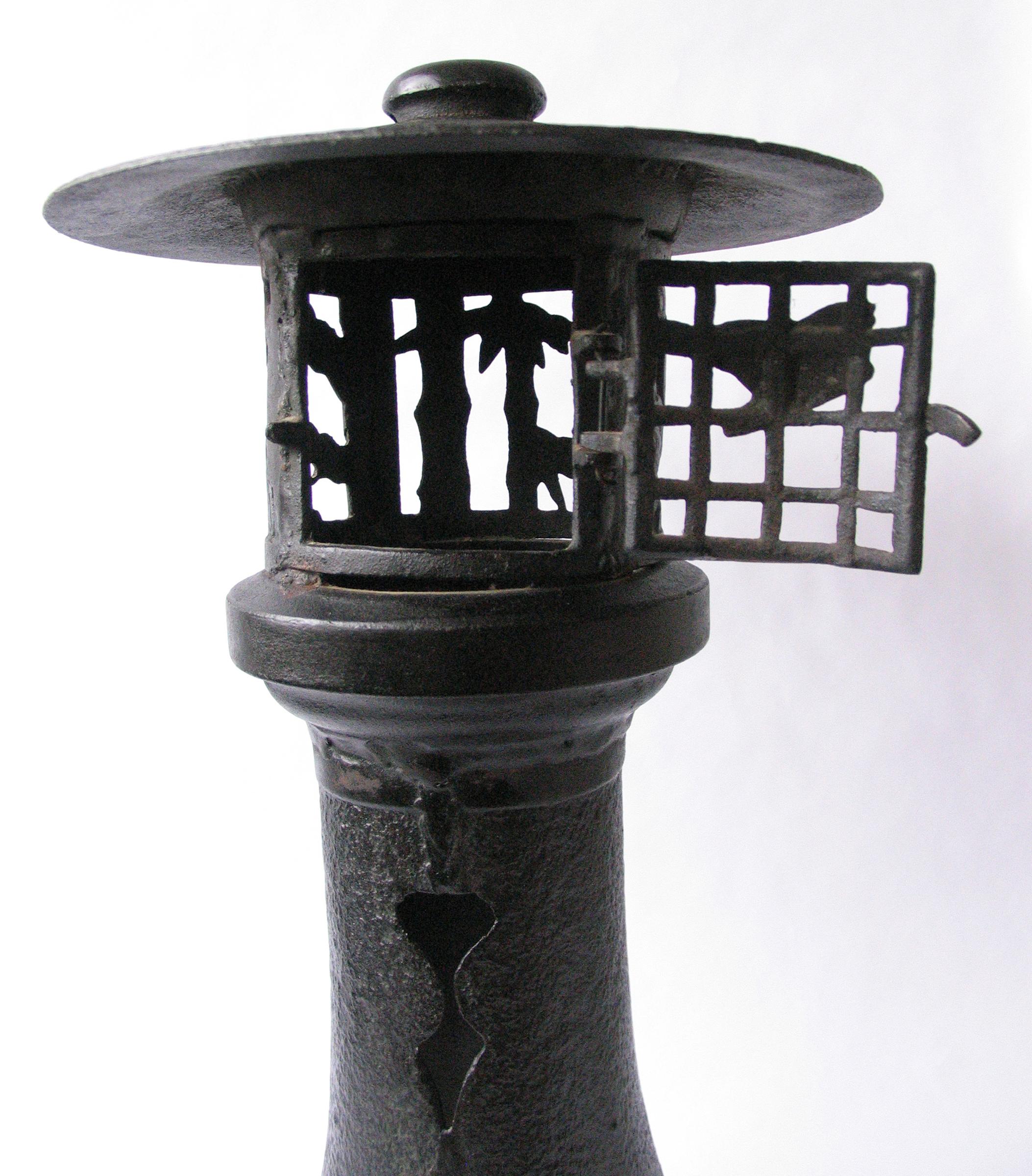 Japonisme Japanese Iron Pagoda Garden Lantern For Sale