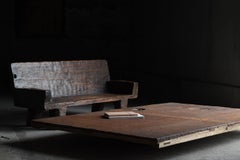 Japanese Antique Iron Plate Door 1860s-1900s / Low Table Sofa Table Wabi Sabi