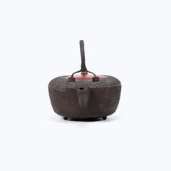 Japanese Iron Tetsubin with Red Lacquer Lid, c. 1900