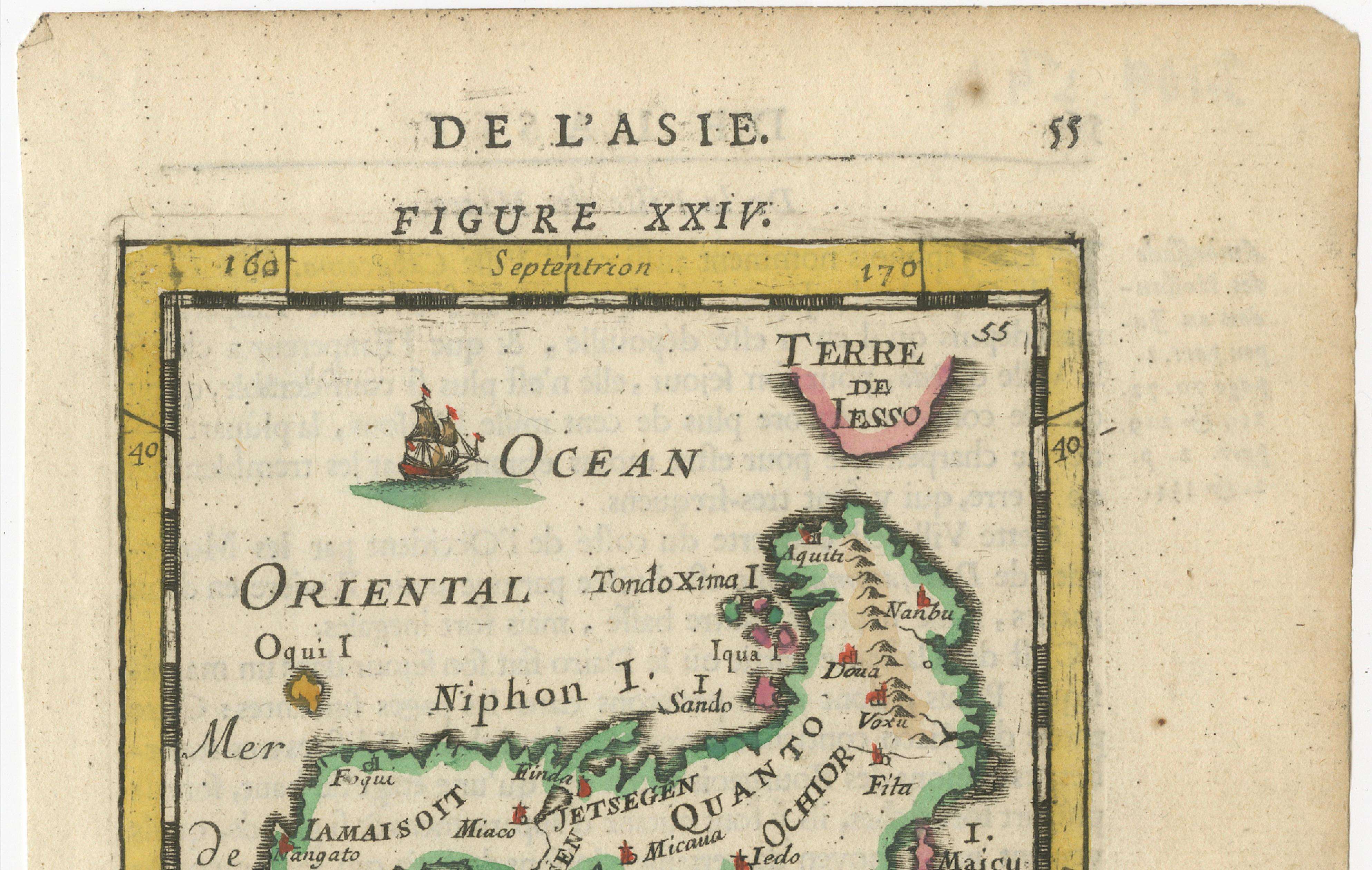 Late 17th Century Japanese Isles Map by Mallet, 1683 – Decorative Miniature Map For Sale