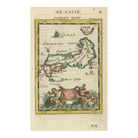 Japanese Isles Map by Mallet, 1683 – Decorative Miniature Map
