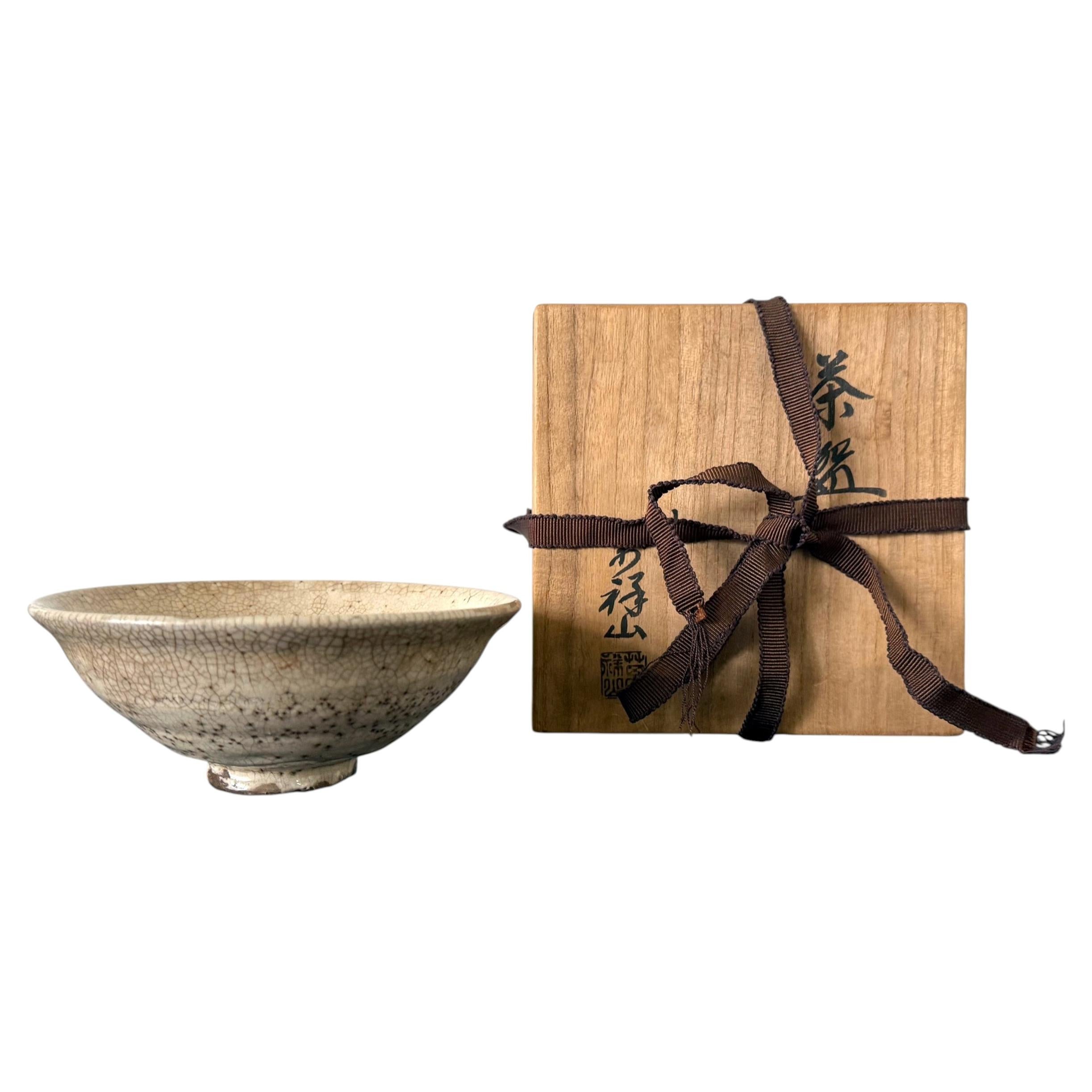 Ciotola da tè giapponese Izumo Chawan di Hino Yoshinaga con scatola Tomobako