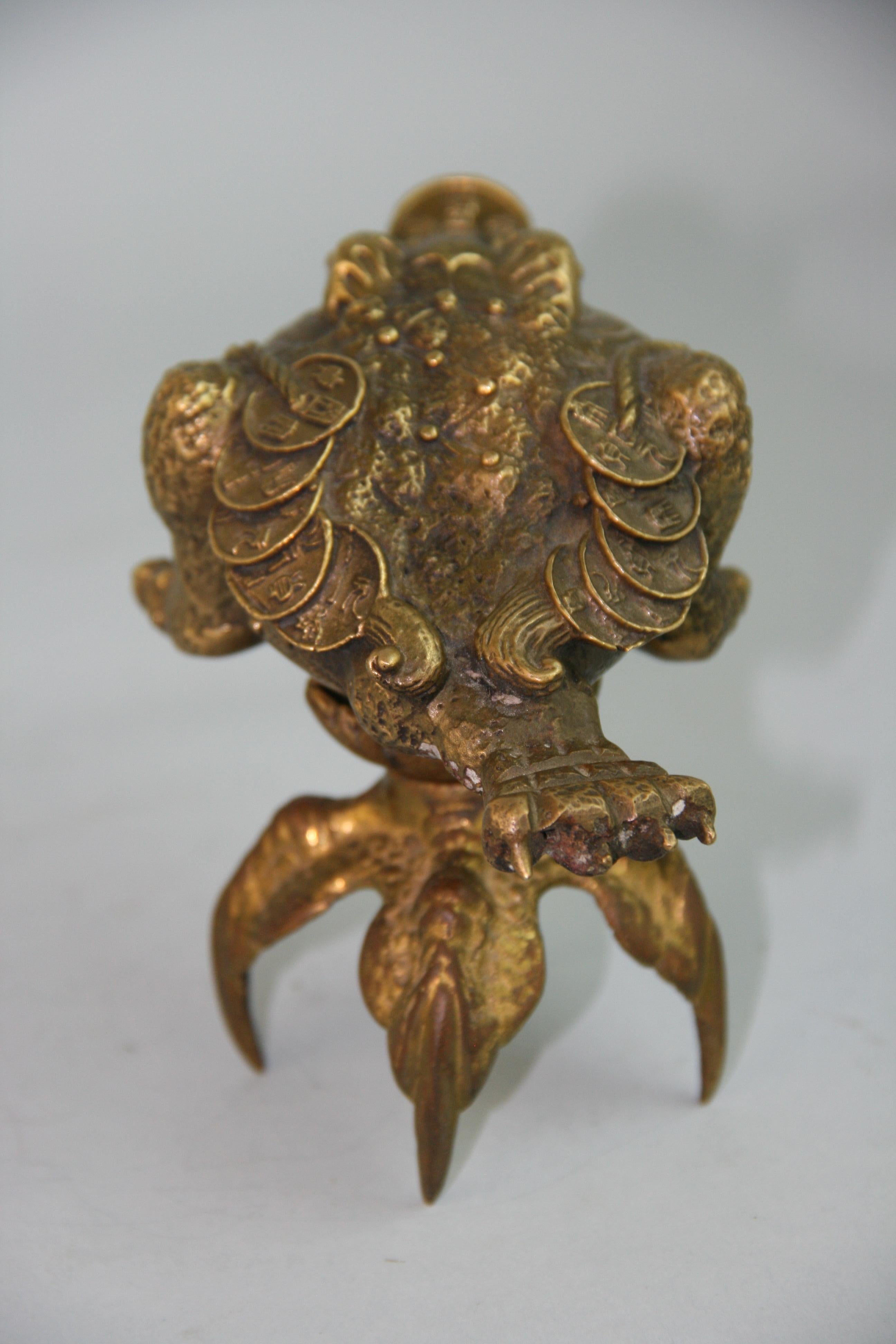 Japanese Jin Chan 'Money Frog' Cast Bronze Sculpture on a Stand 3