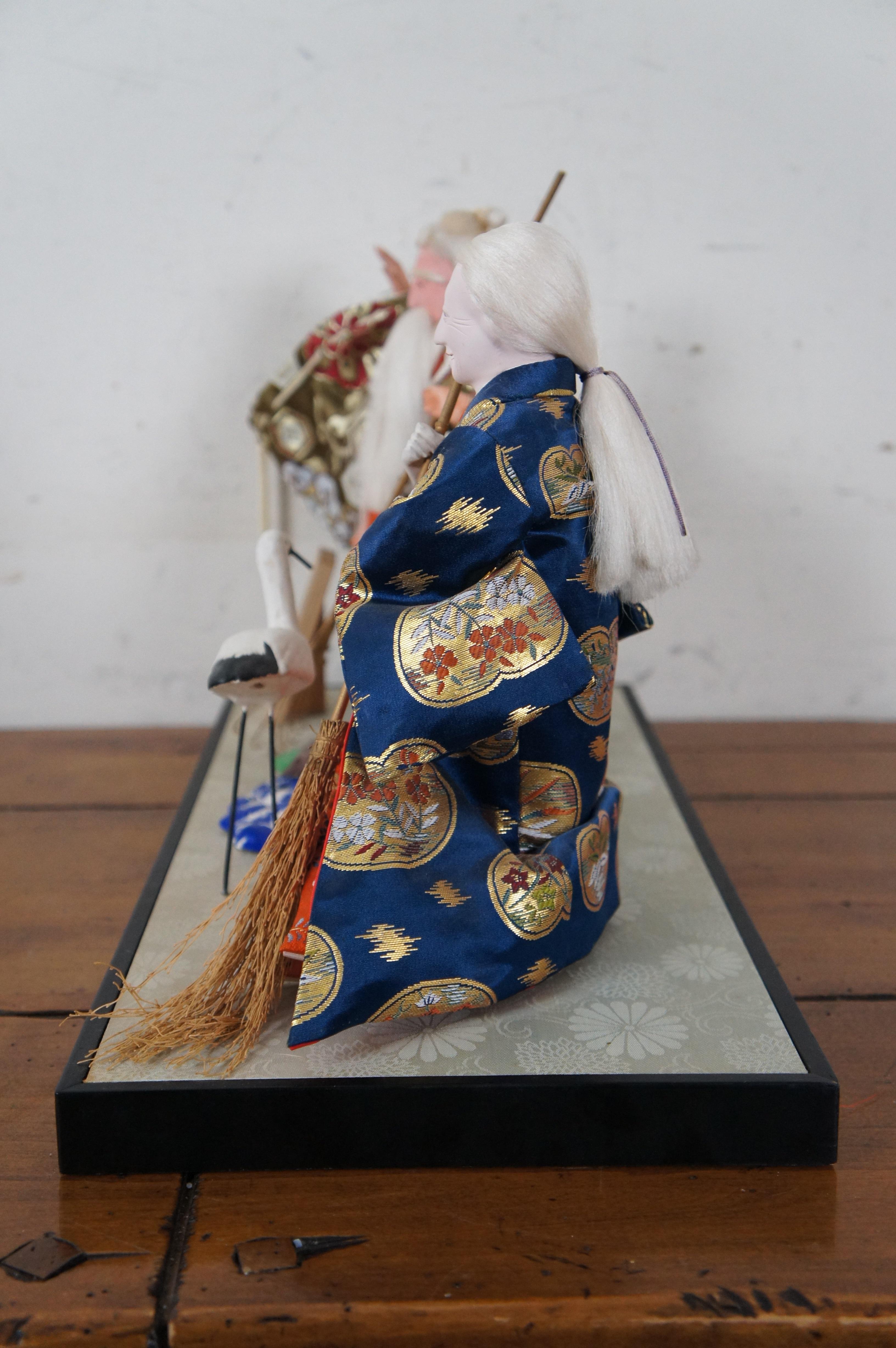 20th Century Japanese Jo Uba Takasago Old Couple Long Life Happiness Wedding Doll Figurine  For Sale