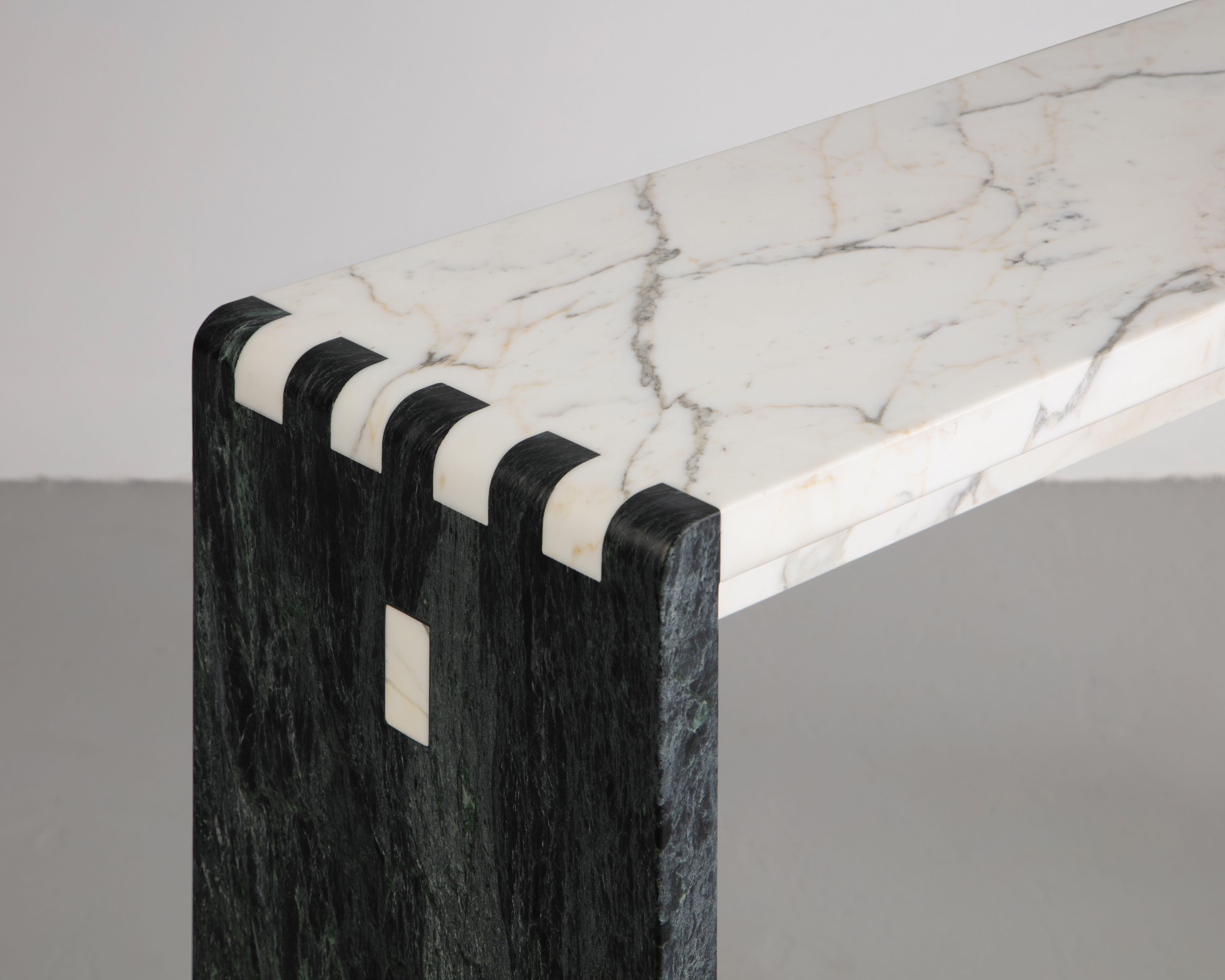 American Craftsman Japanese Jointed Marble Sculptural Console Table For Sale