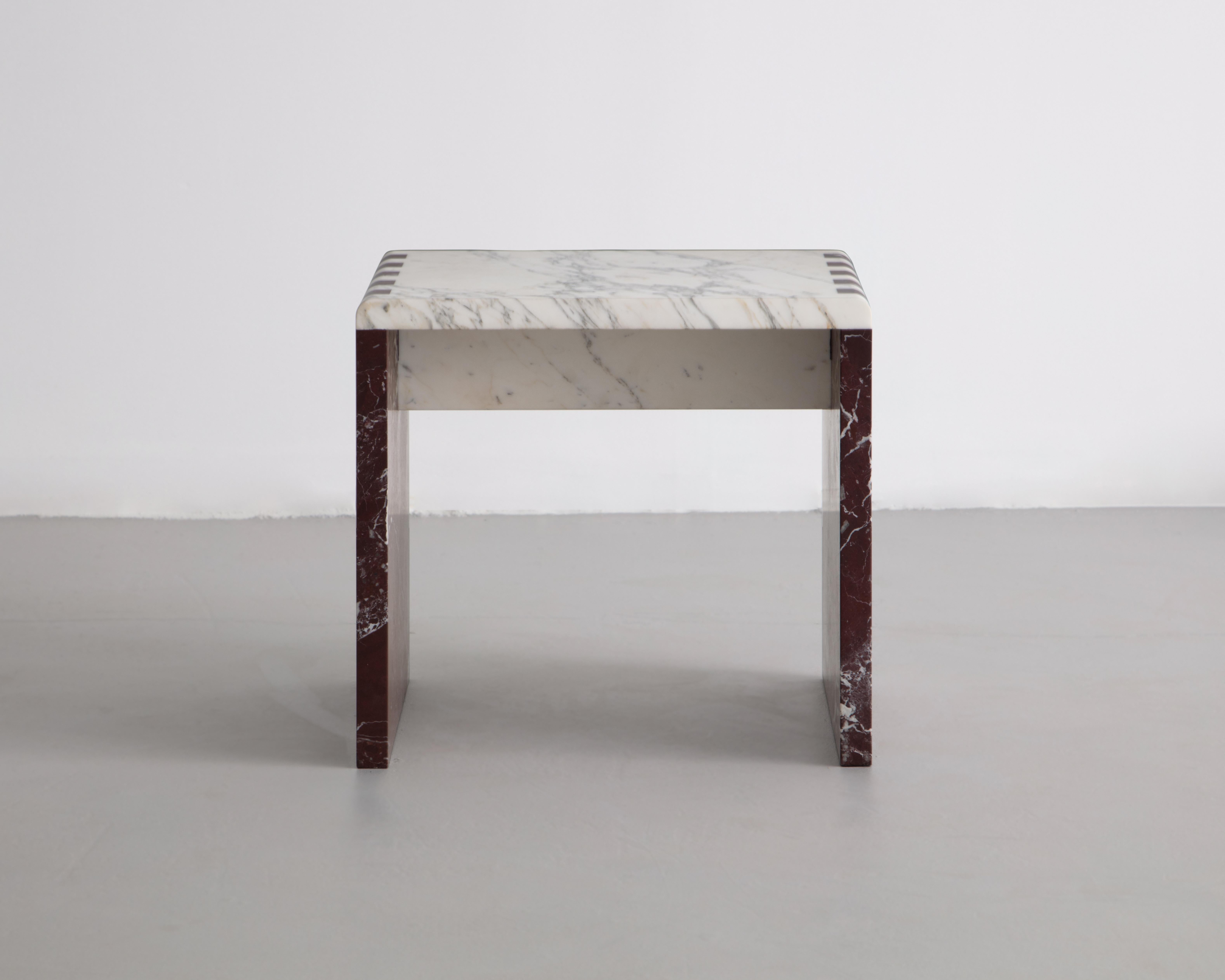 American Craftsman Japanese Jointed Marble Sculptural Stool / Side Table For Sale