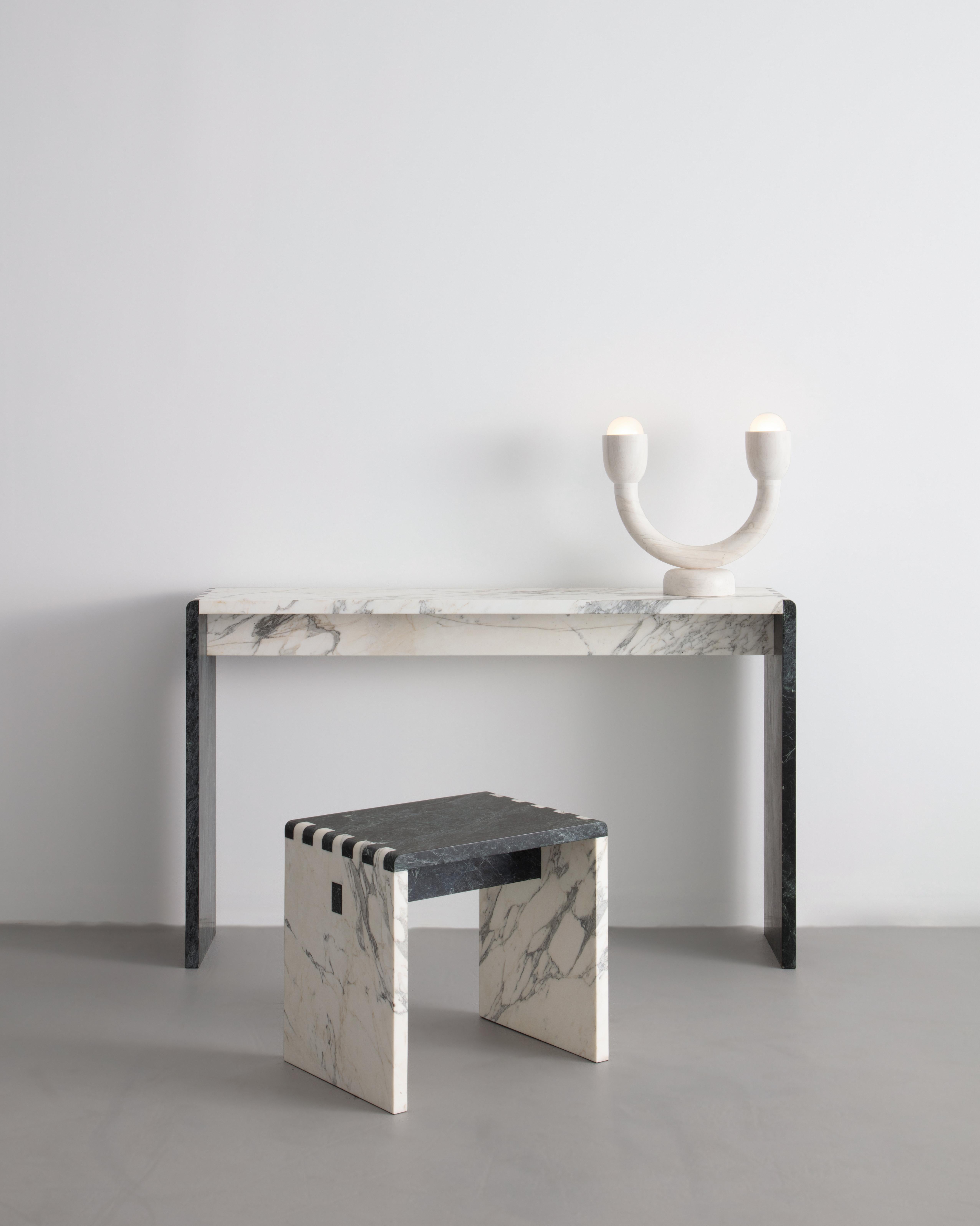 American Craftsman Japanese Jointed Marble Sculptural Stool / Side Table For Sale