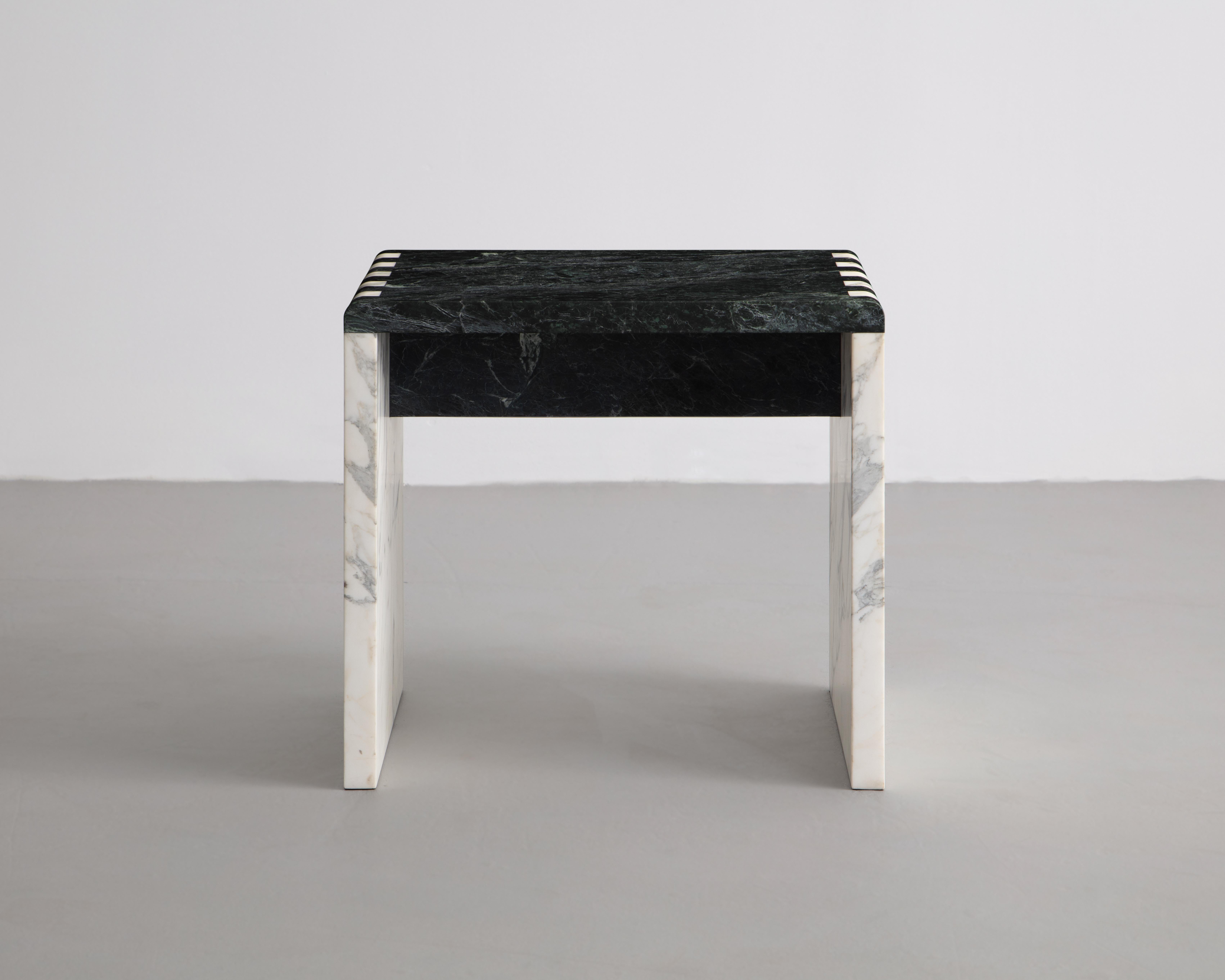Hand-Carved Japanese Jointed Marble Sculptural Stool / Side Table For Sale