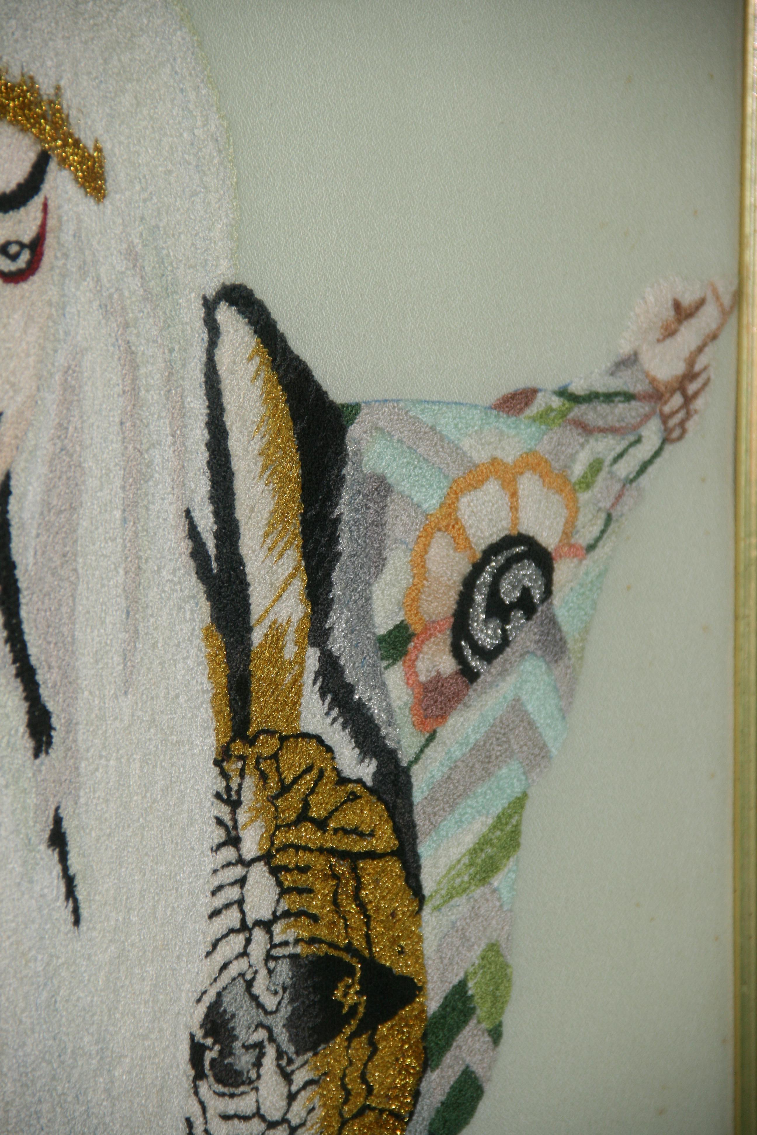 Japanische Kabuki-Tänzerin Hand Made Wandteppich von Eva im Angebot 7