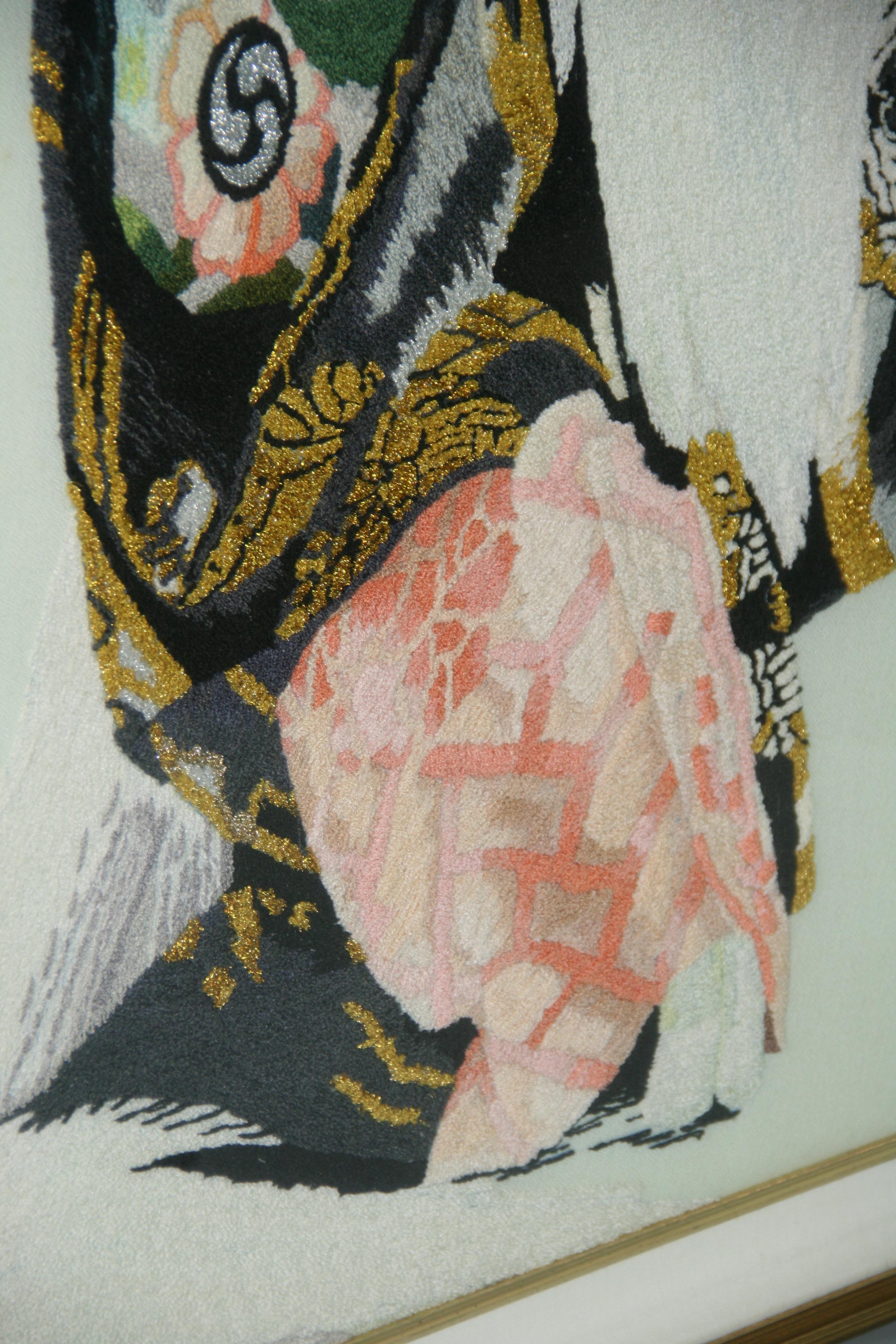 Japanische Kabuki-Tänzerin Hand Made Wandteppich von Eva (Ende des 20. Jahrhunderts) im Angebot