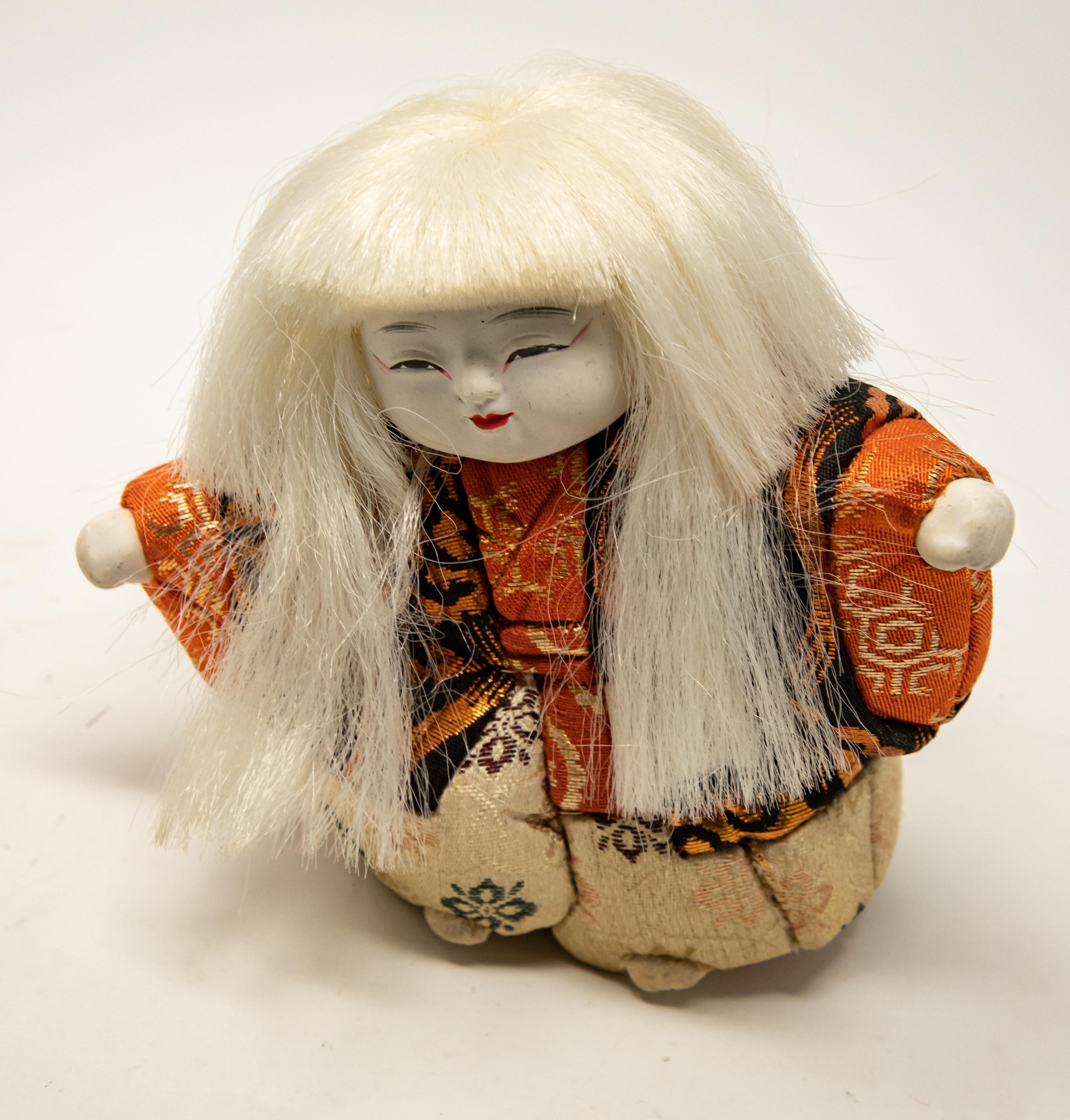 Hand-Painted Japanese Kabuki Doll For Sale
