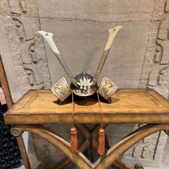 Japanese Kabuto Samurai Helmet Display Sculpture in Bronze