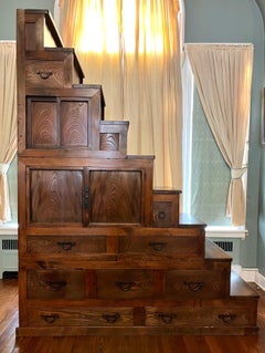 Japanese Kaidan Tansu 3 Piece Antique Staircase Chest Meiji Period 1870s