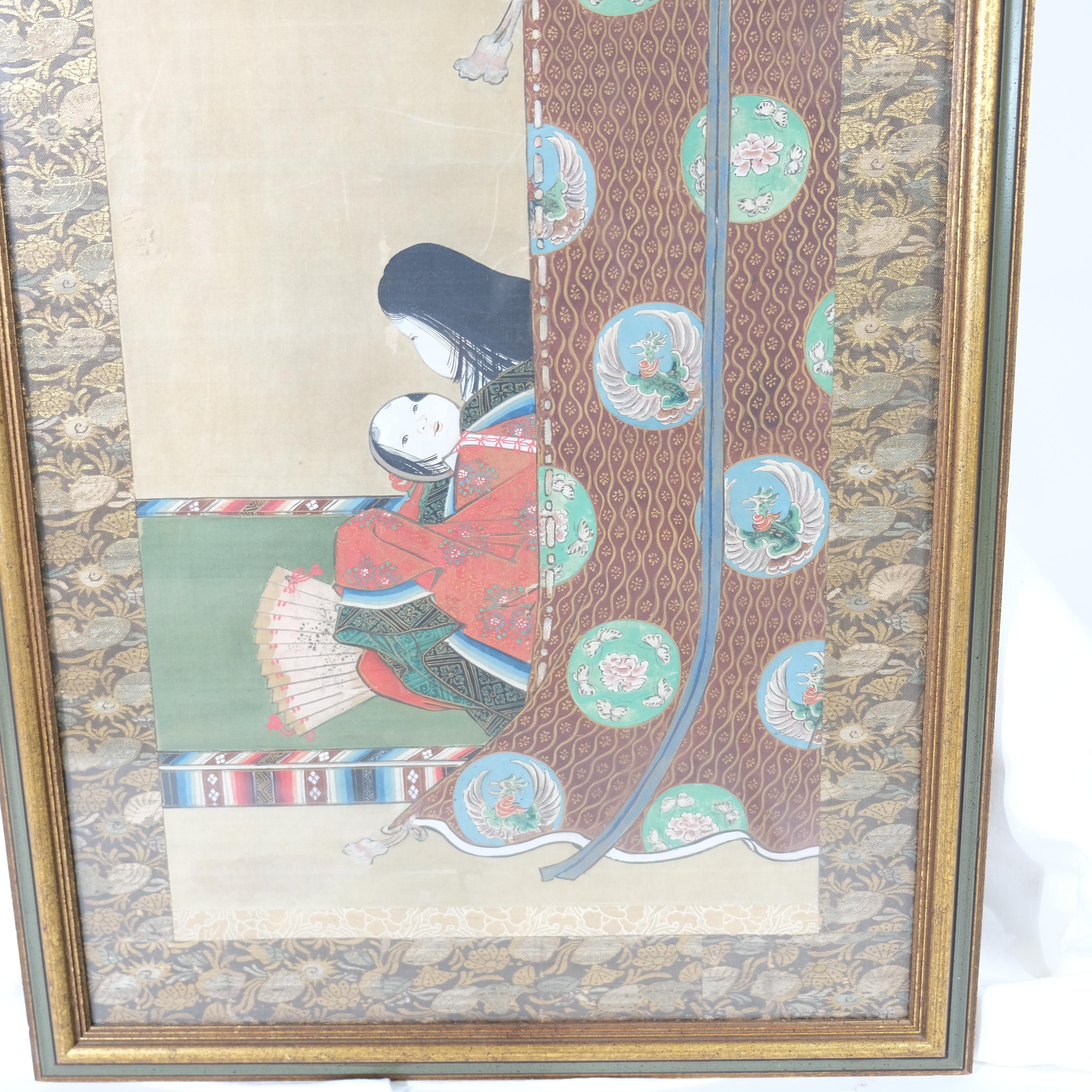 Silk Japanese Kakemono, 19th C For Sale