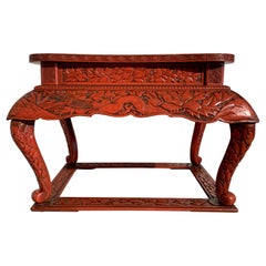 Japanese Kamakura-Bori Red Lacquer Incense Stand, Edo Period, 19th Century