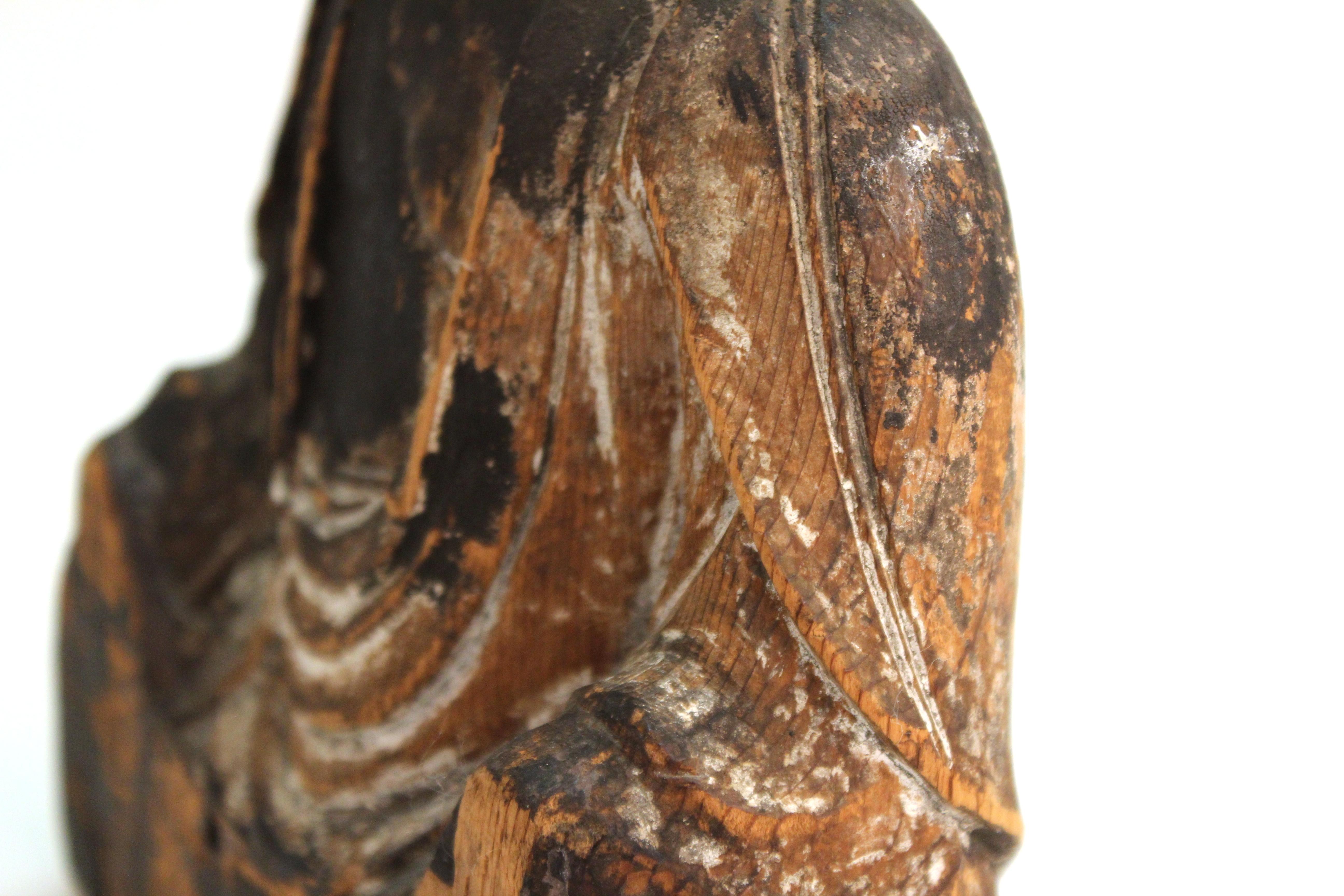 Japanese Kamakura Seated Jizo Bosatsu Buddha Sculpture in Carved Wood 1