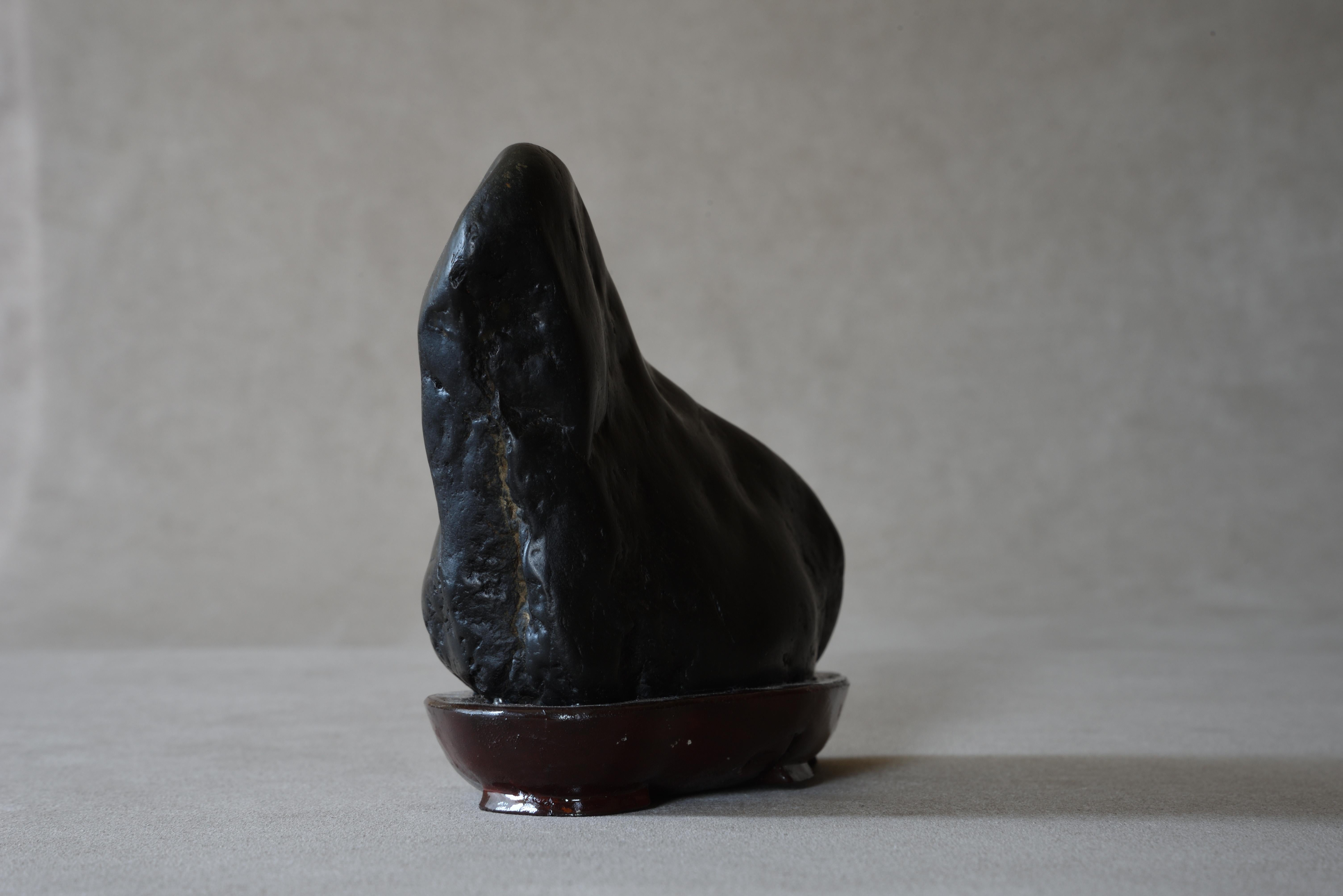 18th Century and Earlier Japanese Kamuy-Kotan Black Suiseki God Stone For Sale