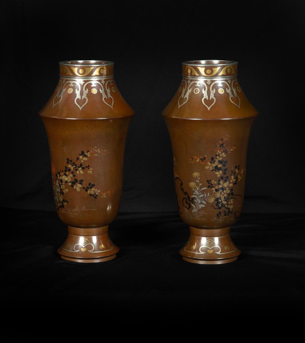 Japanese Kanazawa School Bronze Vases – Goto Seijiro For Sale 3
