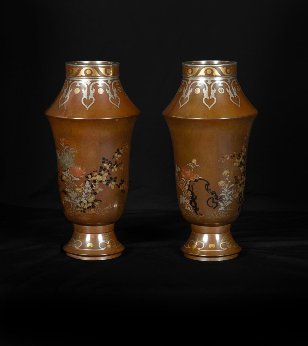 Japanese Kanazawa School Bronze Vases – Goto Seijiro For Sale 4