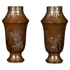 Vases en bronze de la Japanese School Kanazawa - Goto Seijiro