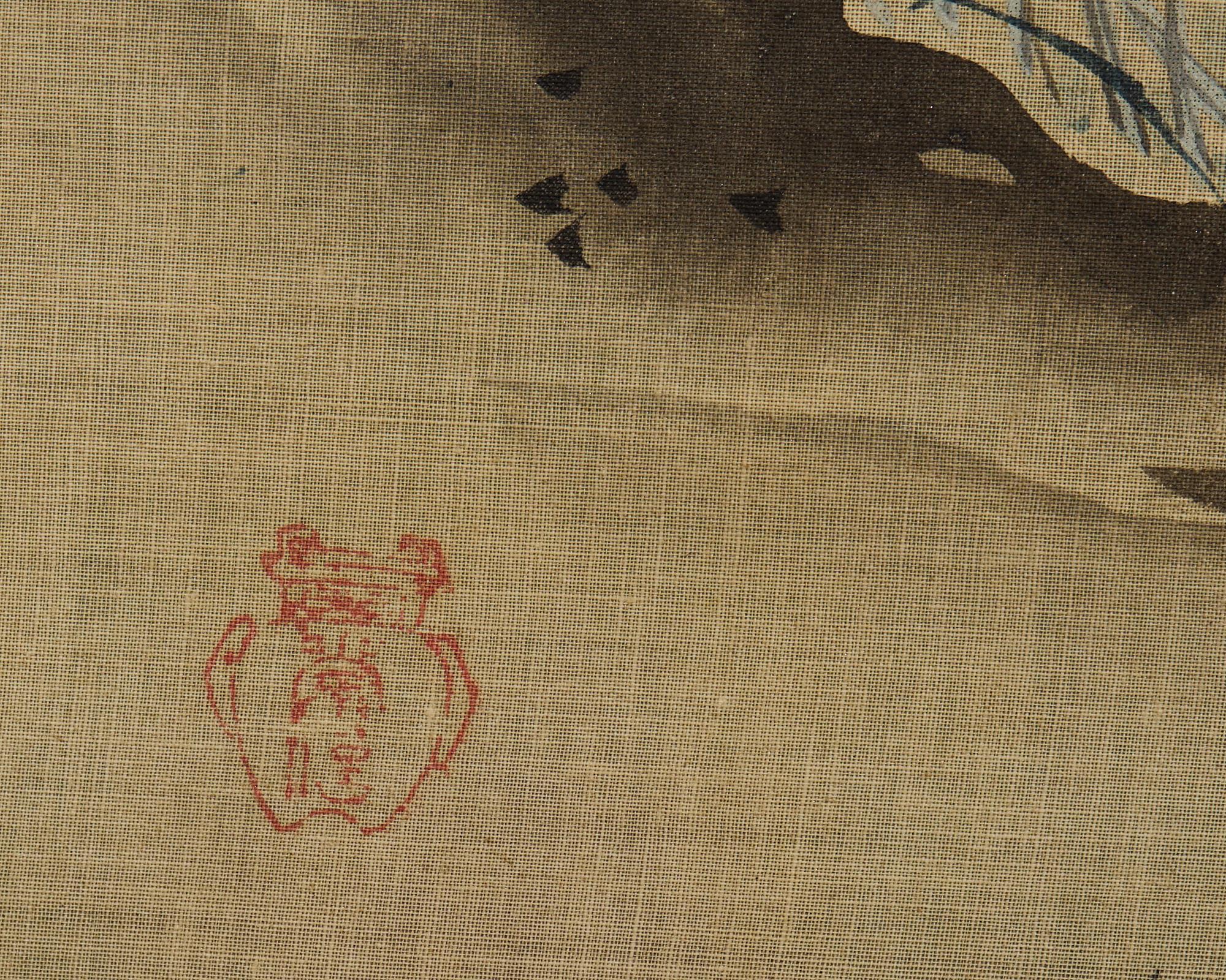 XIX secolo Paravento a quattro pannelli della Japanese School Kano Uccelli e gufi in vendita