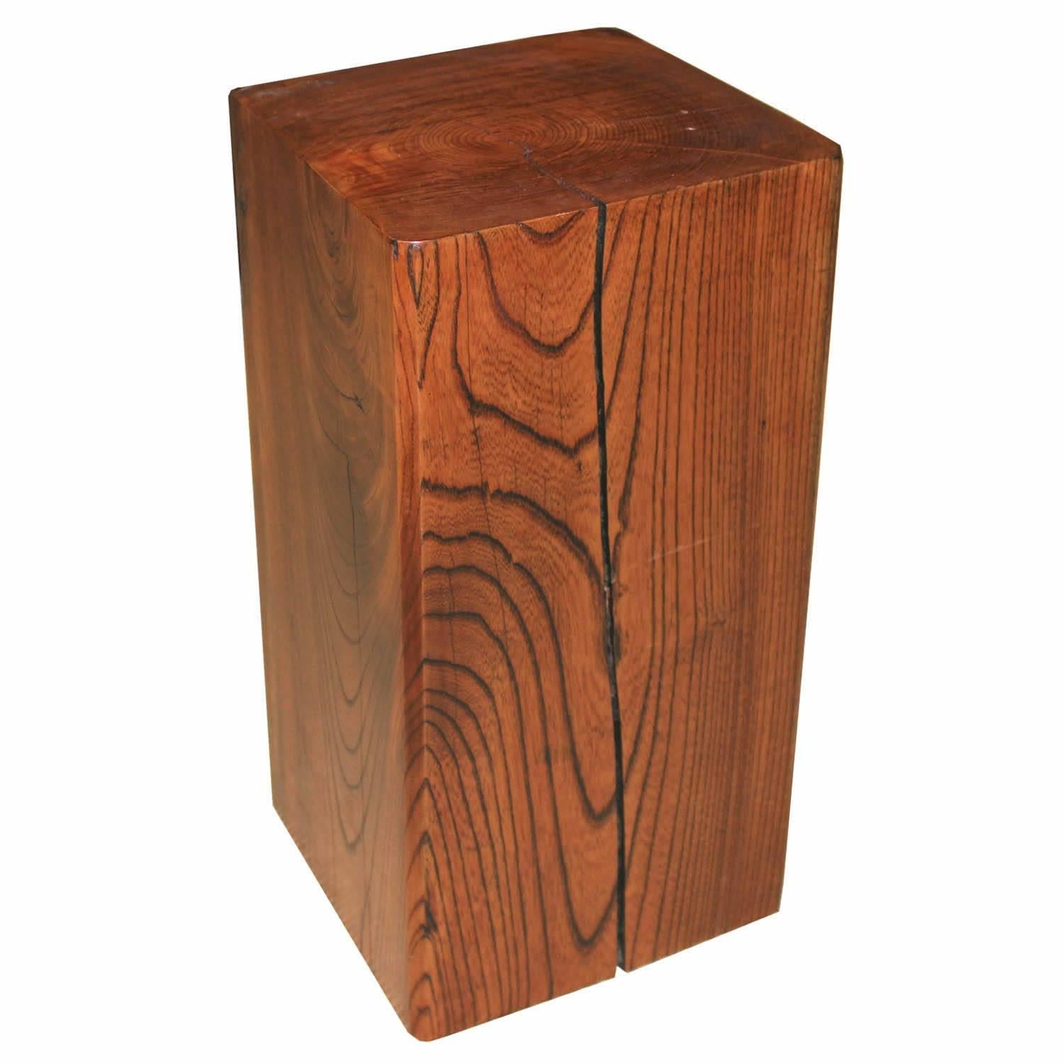 Natural ceiling beam was used in Northern Japan in farm houses as ceiling beams. Keyaki wood is highly prized wood in Japan for its beautiful grain, hardness and weight. Perfect side table or coffee table for indoor or outdoor use. Made from wood