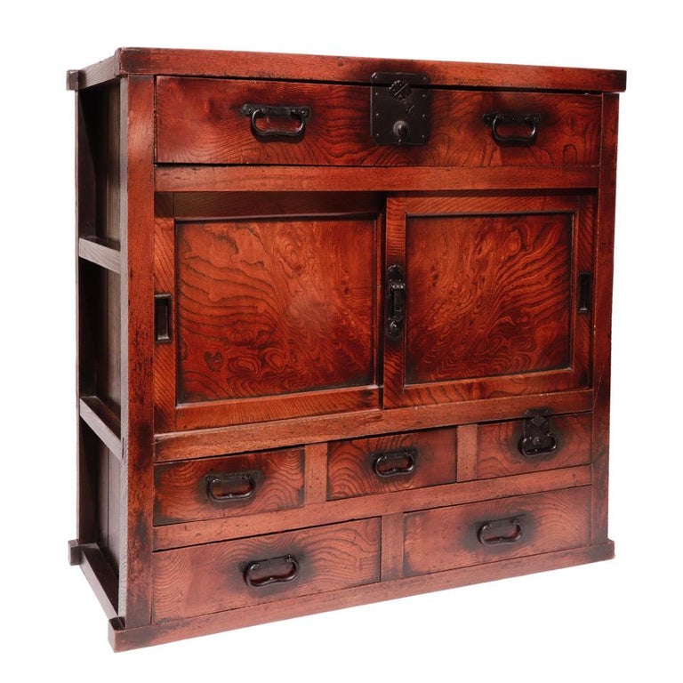 Japanese Keyaki Tansu Merchant's Chest For Sale at 1stDibs