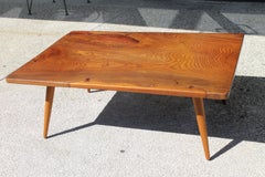 Japanese Keyaki Wood Coffee Table with Bowtie Keys
