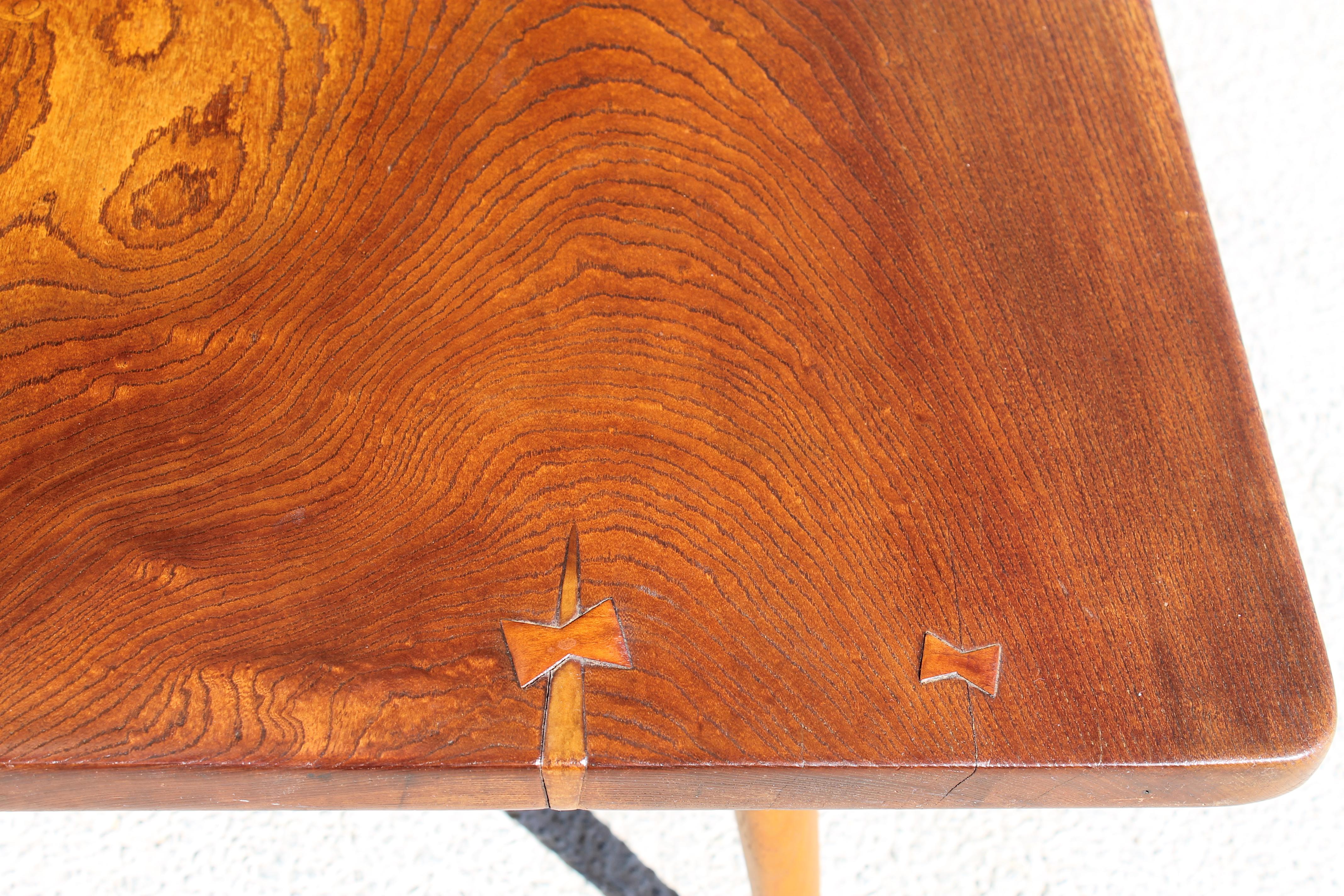 Japanese Keyaki Wood Coffee Table with Bowtie Keys at 1stDibs