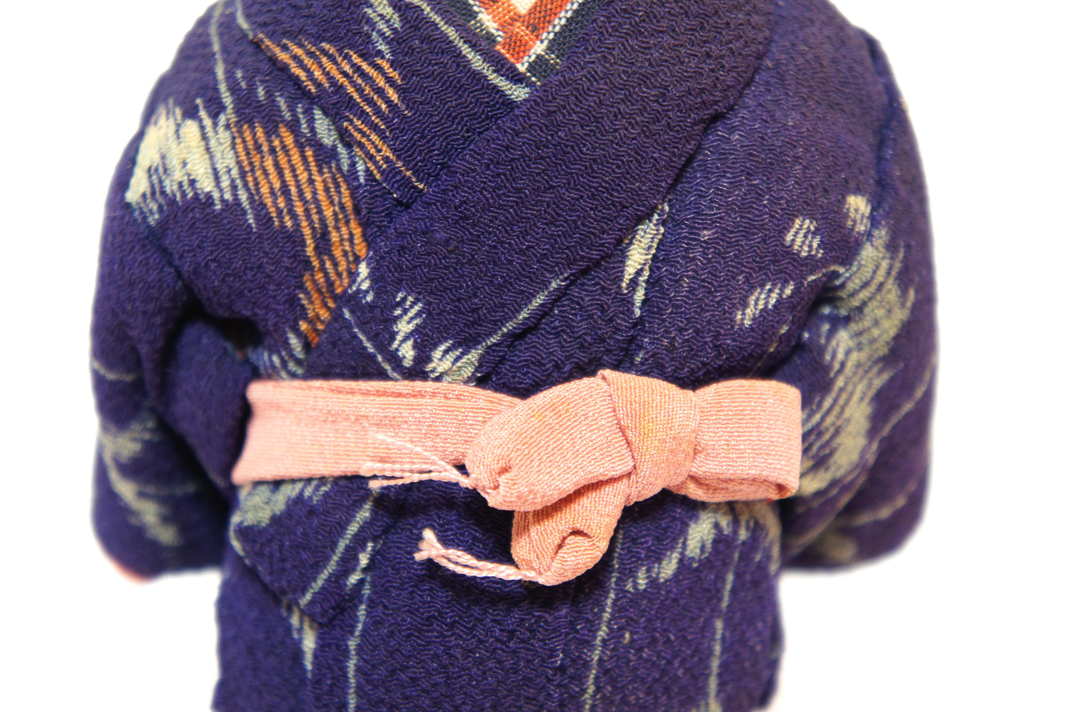 Japanese Kimekomi Child Doll Wearing Silk Kimono, Style of Taisho Romence, 1920s For Sale 1