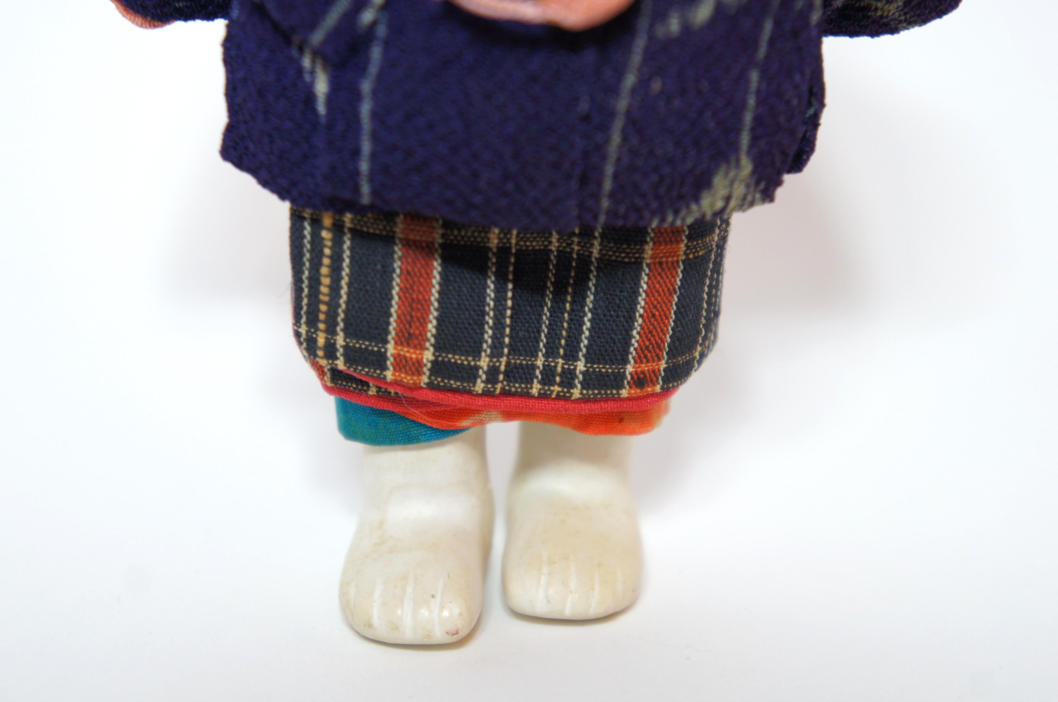 Japanese Kimekomi Child Doll Wearing Silk Kimono, Style of Taisho Romence, 1920s For Sale 3