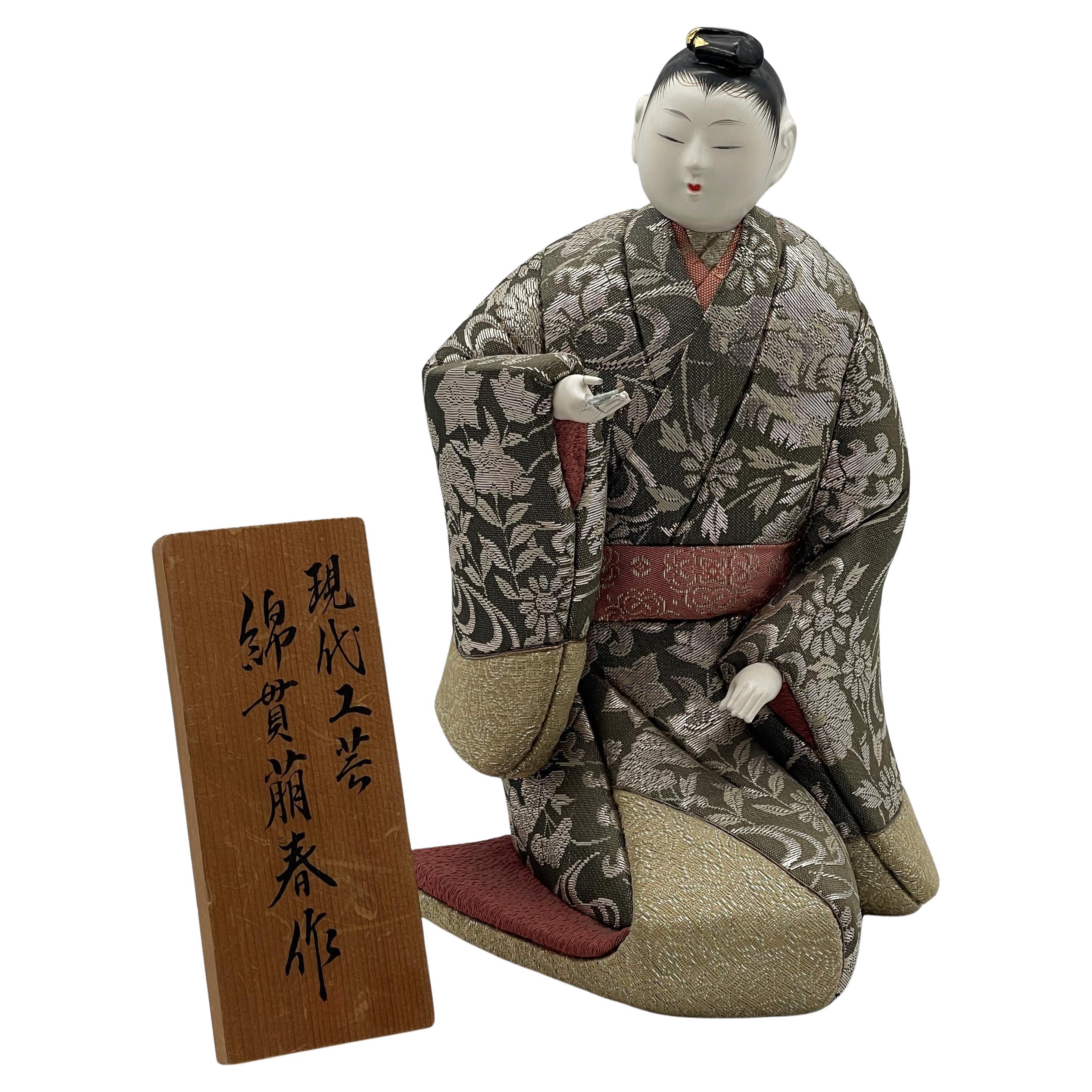 Bambola giapponese Kimikomi Ningyô dell'importante artista Jinku-ru, ca. 1920
