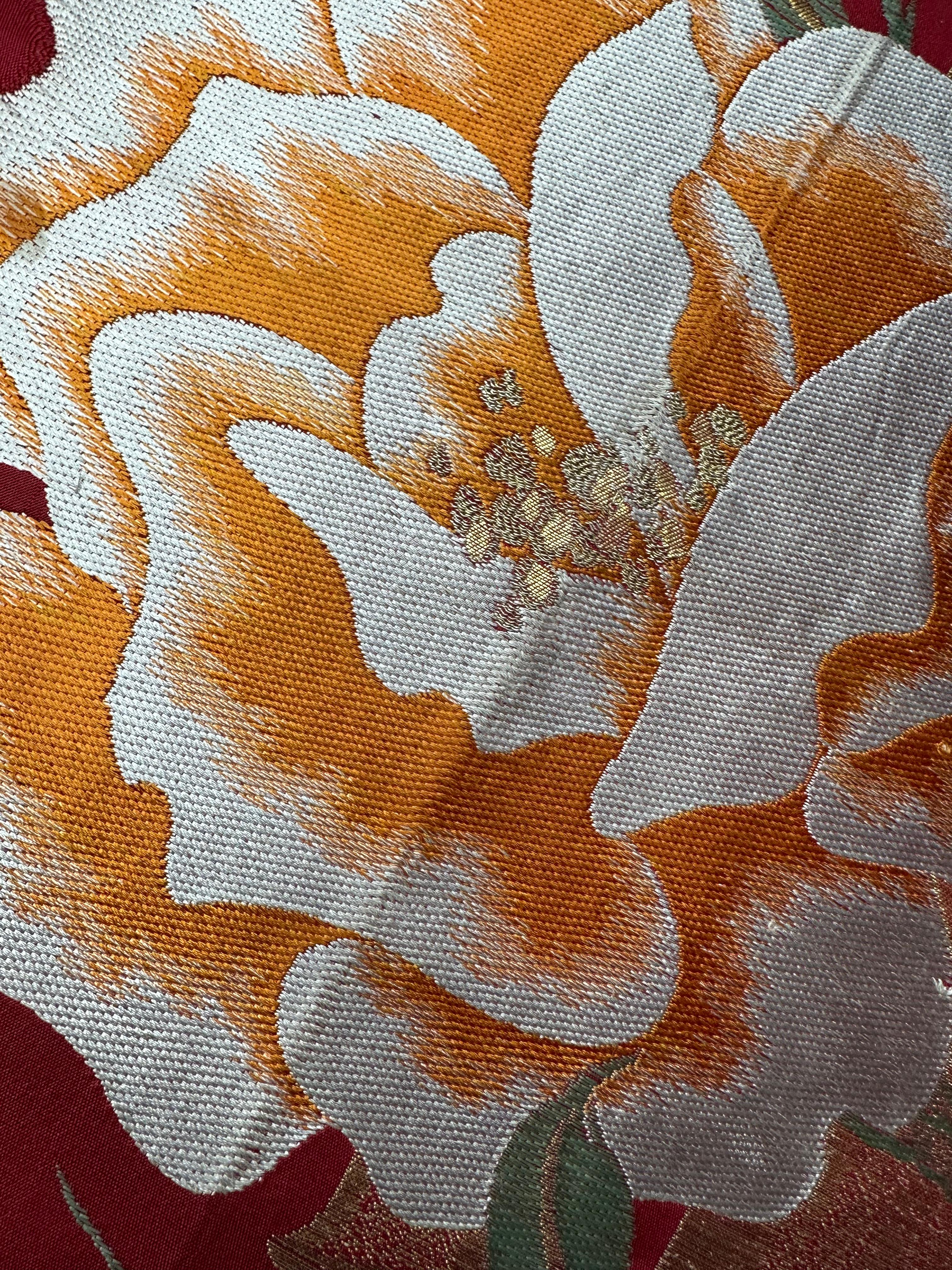 Hand-Crafted Japanese Kimono Art / Embroidered Wall Art, Mother's Rose For Sale